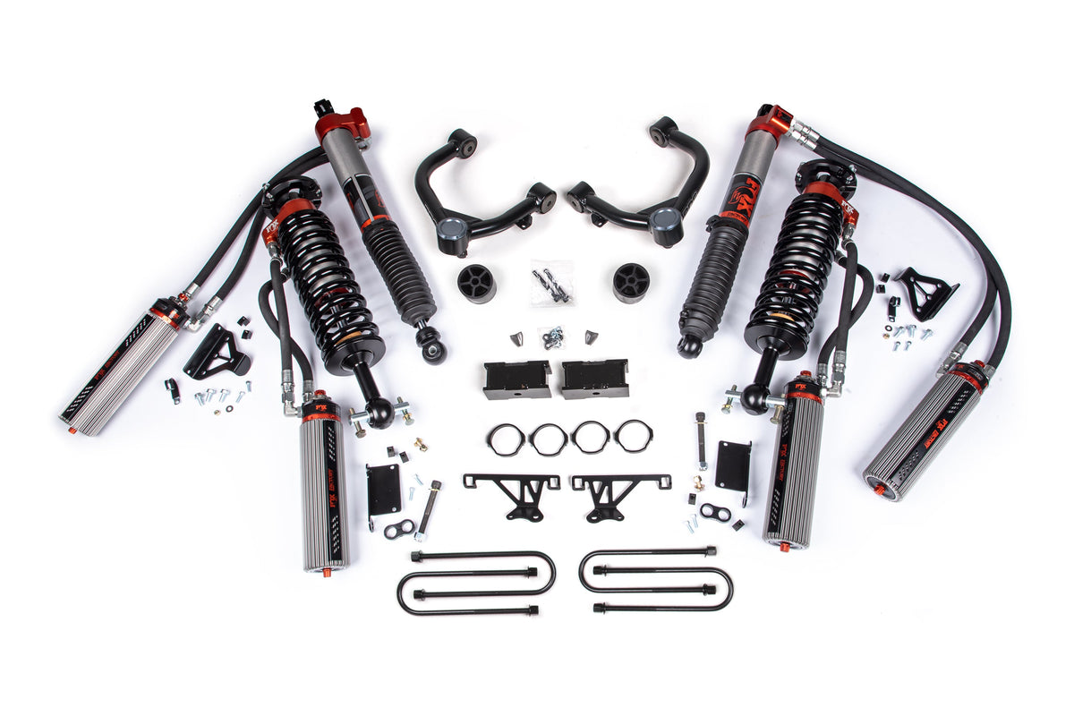 25-26 Chevy Tb/GMC AT4 1500 4WD 1.5 Inch Suspension Lift Kit, 0.5 Inch Rear, Block - FOX 3.0 Factory Race IBP Coil-Over / FOX 3.0 Factory Race IBP Shock