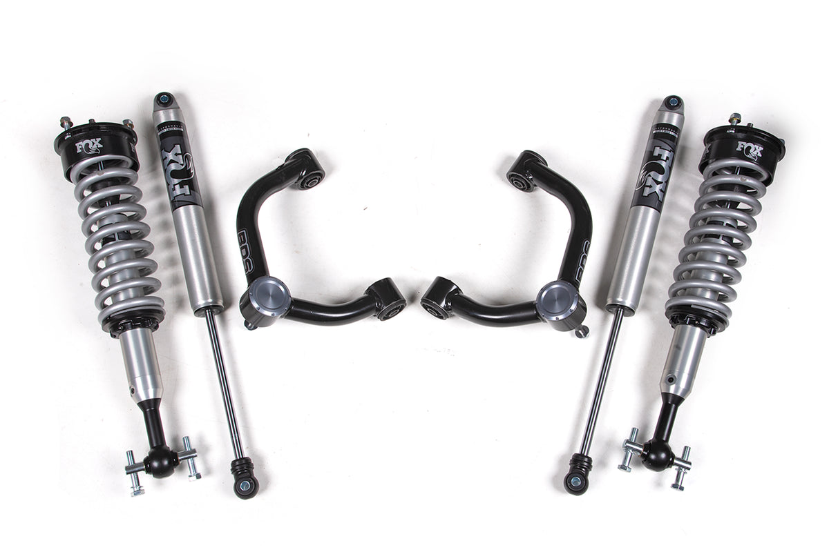 21-25 Ford F-150 4WD, 2 Inch Suspension Lift Kit, BDS UCA w/o Sensor, 0 Inch Rear Lift - Fox 2.0 Performance Coilovers