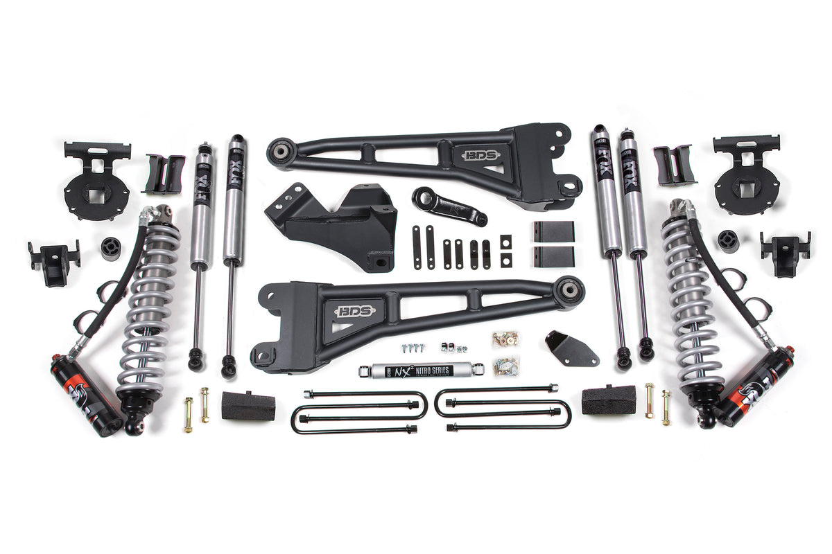 4 Inch Lift Kit w/ Radius Arm FOX 2.5 Performance Elite Coil-Over Conversion Ford F250/F350 Super Duty 05-07 4WD Diesel - Block Kit With Factory Overload