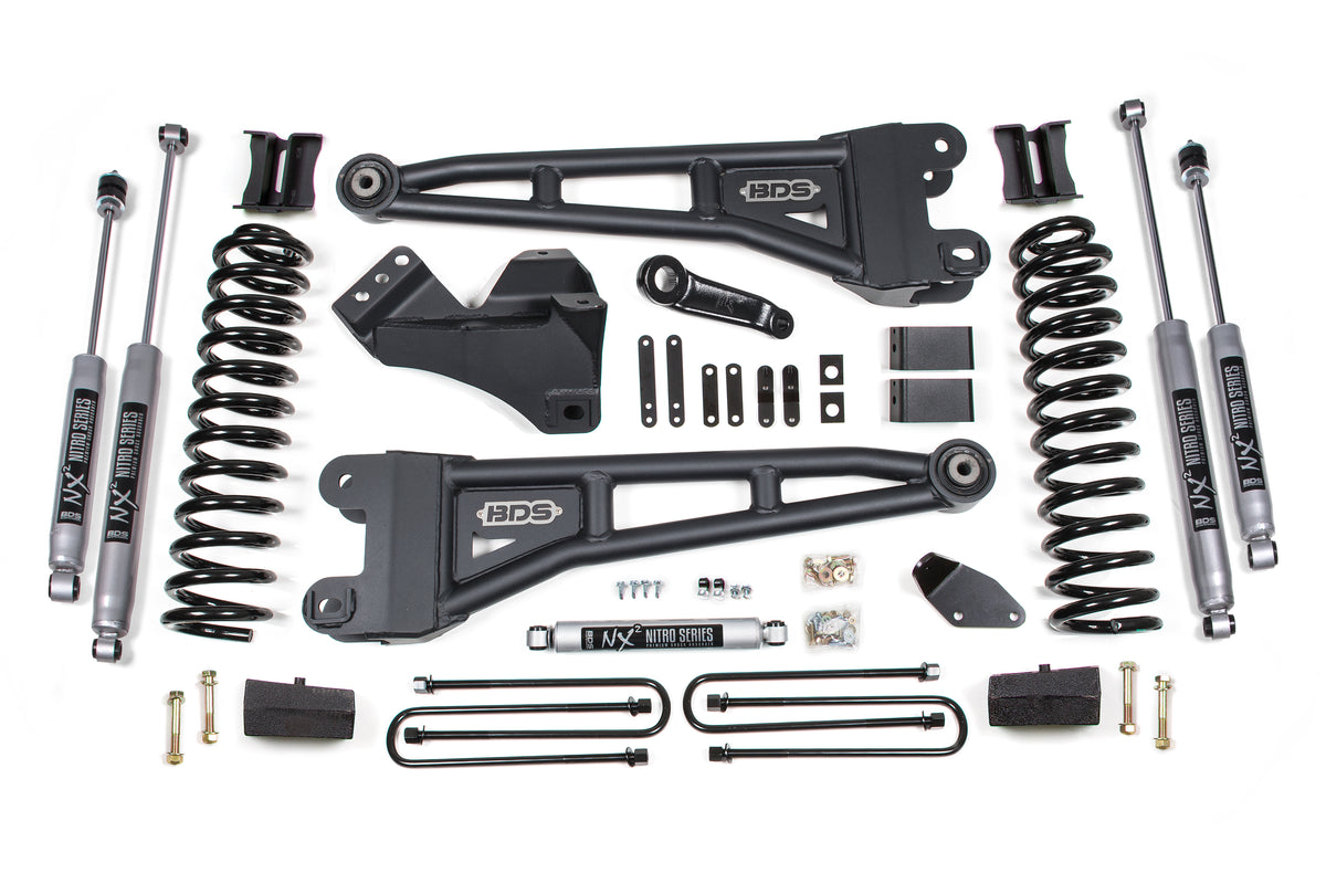 4 Inch Lift Kit w/ Radius Arm Ford F250/F350 Super Duty 05-07 4WD Diesel - Leaf Springs / NX2 Nitro Series
