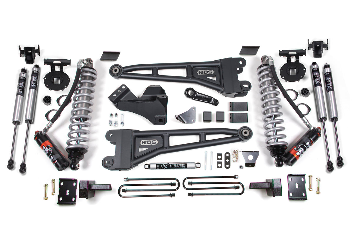 6 Inch Lift Kit w/ Radius Arm FOX 2.5 Performance Elite Coil-Over Conversion Ford F250/F350 Super Duty 05-07 4WD Diesel - 4 Inch Block Kit Without Overload
