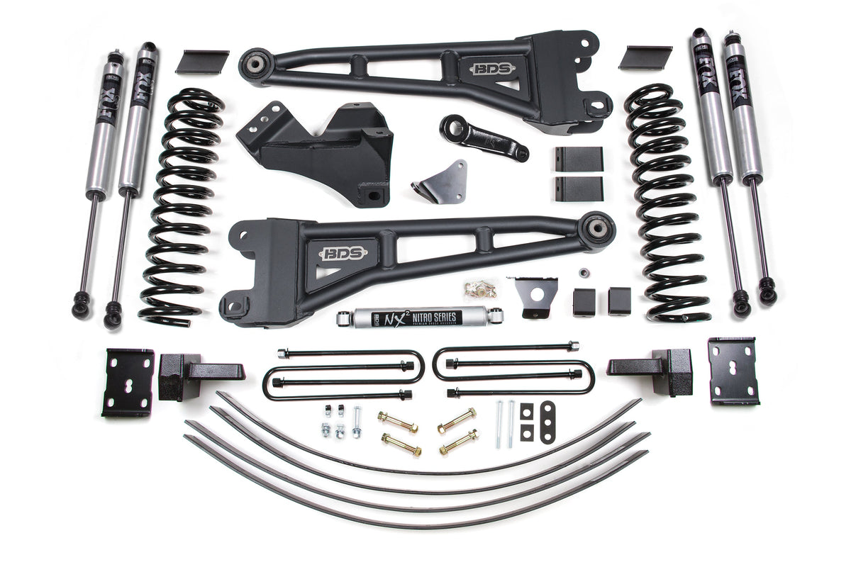 6 Inch Lift Kit w/ Radius Arm Ford F250/F350 Super Duty 05-07 4WD Diesel - 4 Inch Block Kit + Add-A-Leaf Without Overload / FOX 2.0 Performance Series