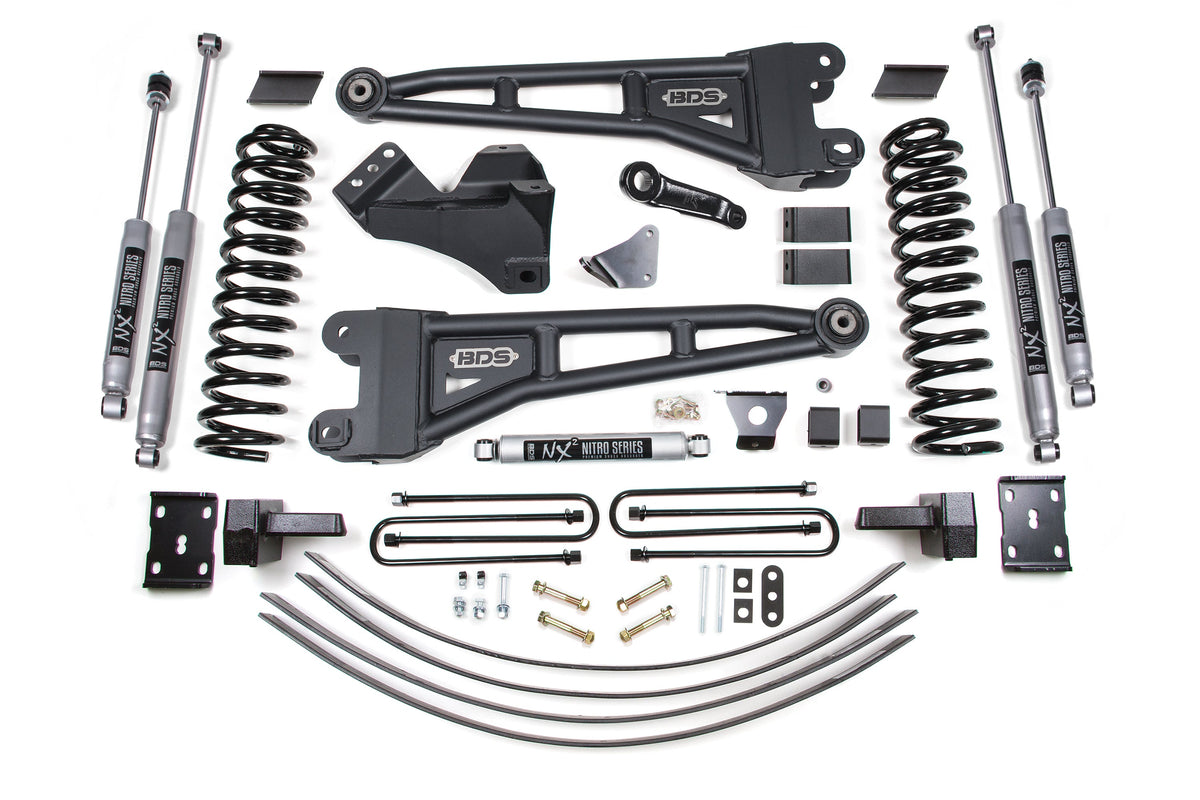 6 Inch Lift Kit w/ Radius Arm Ford F250/F350 Super Duty 05-07 4WD Diesel - 4 Inch Block Kit + Add-A-Leaf With Overload / NX2 Nitro Series