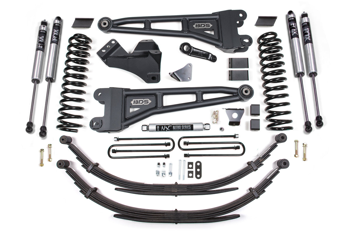 6 Inch Lift Kit w/ Radius Arm Ford F250/F350 Super Duty 08-10 4WD Diesel - Leaf Springs / FOX 2.0 Performance Series