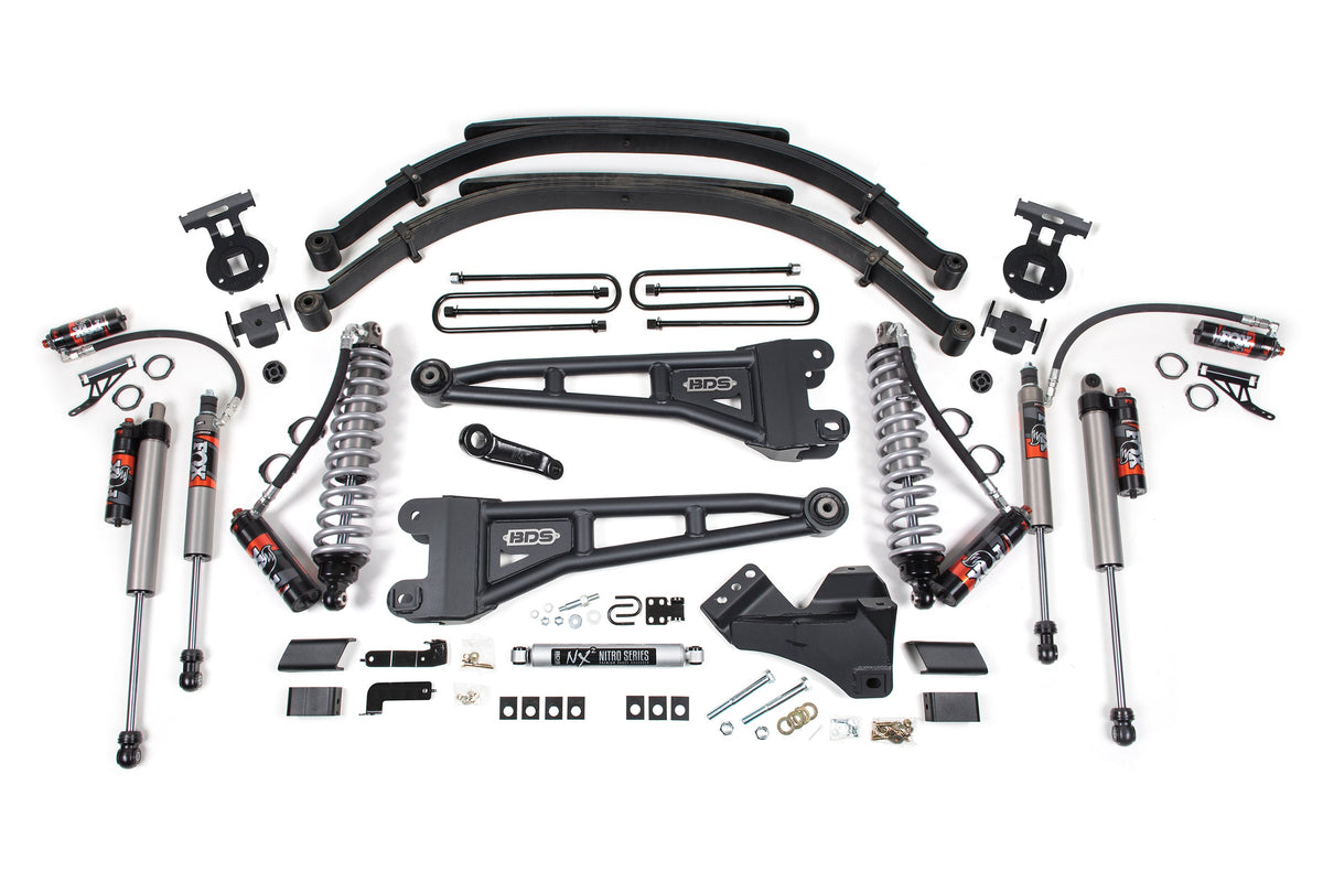 4 Inch Lift Kit w/ Radius Arm Conversion Ford F250/F350 Super Duty 17-19 4WD Diesel - Leaf Springs / FOX 2.5 Performance Elite