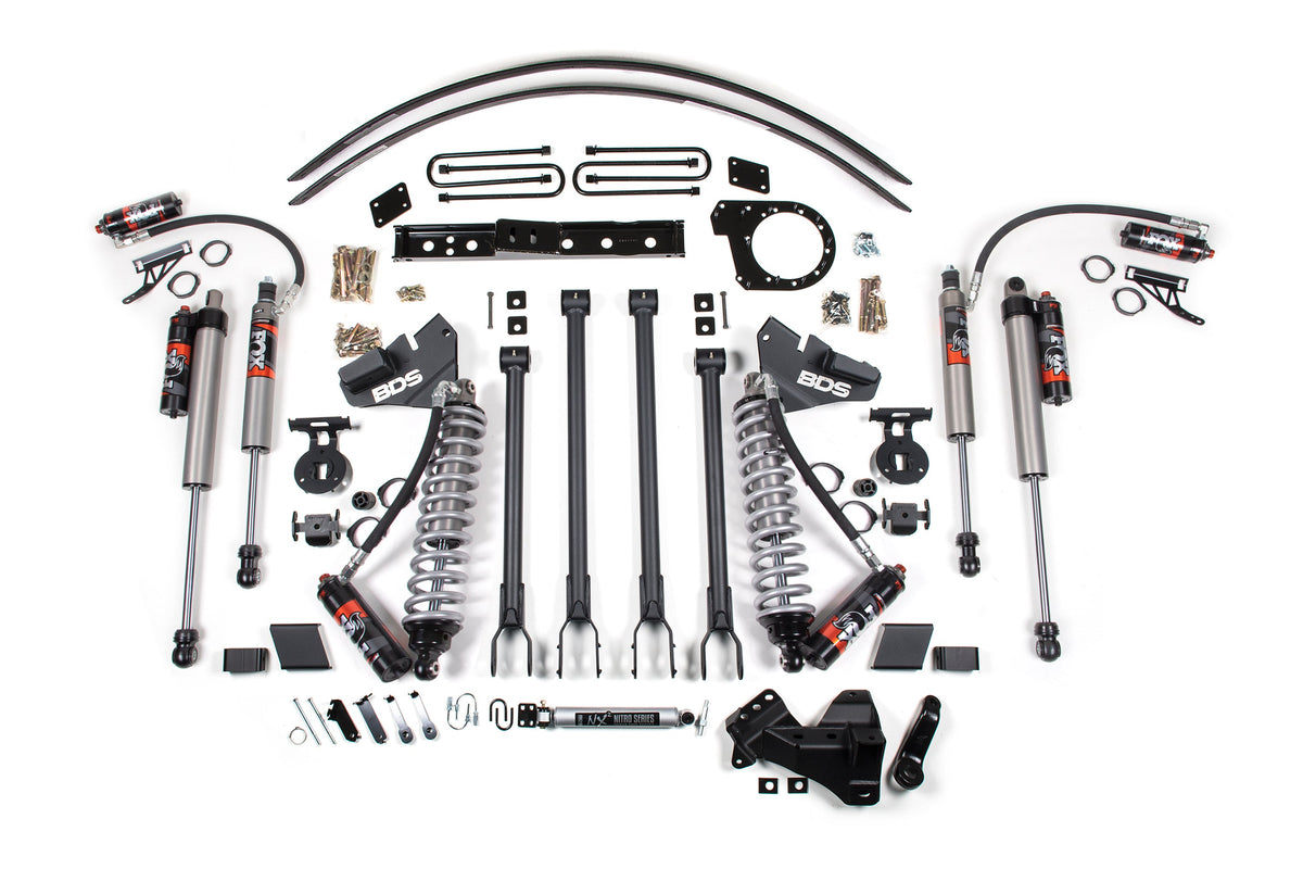 6 Inch Lift Kit w/ 4-Link Conversion Ford F250/F350 Super Duty 17-19 4WD Diesel - Block Kit and Add-A-Leaf / FOX 2.5 Performance Elite