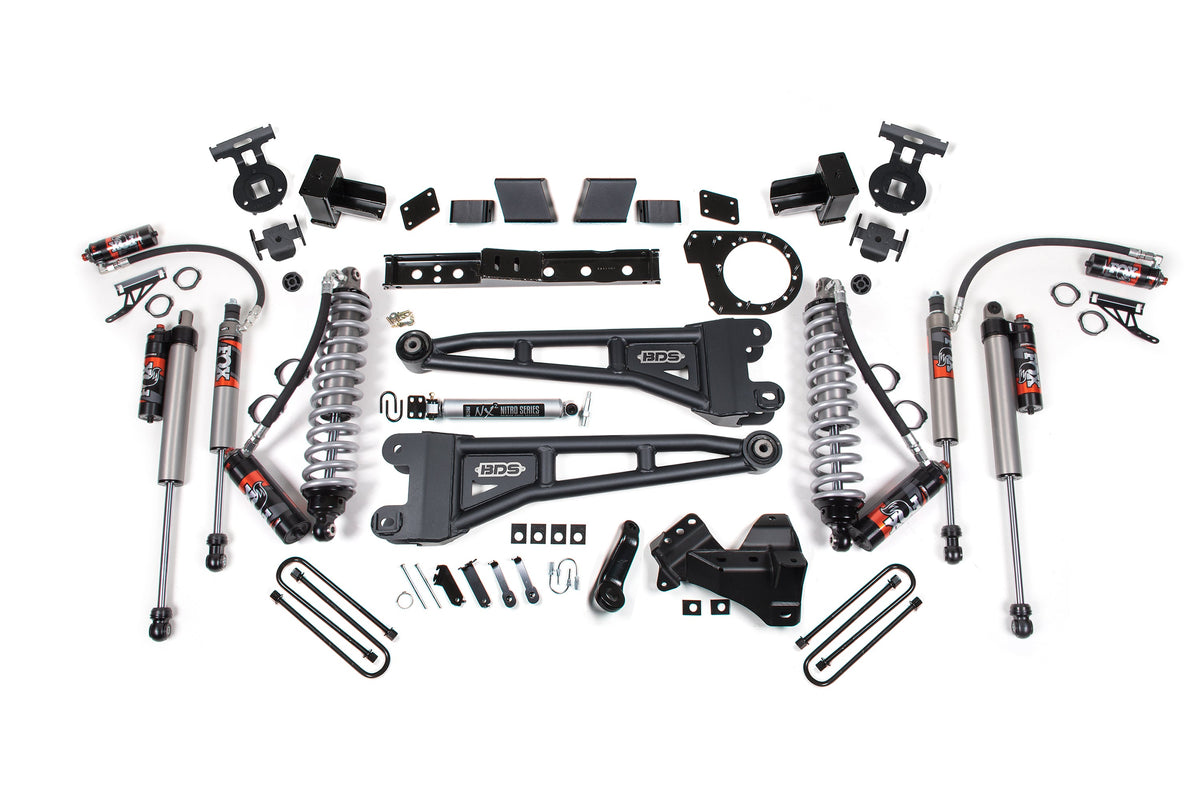 6 Inch Lift Kit w/ Radius Arm FOX 2.5 Performance Elite Coil-Over Conversion Ford F250/F350 Super Duty 17-19 4WD Diesel - 5 Inch Block with 2 Leaf Main