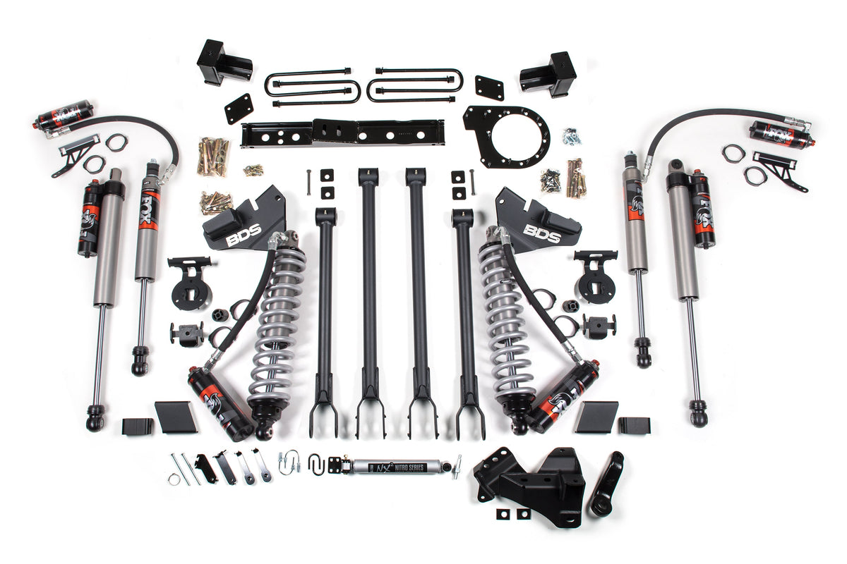 7 Inch Lift Kit w/ 4-Link FOX 2.5 Performance Elite Coil-Over Conversion Ford F250/F350 Super Duty 20-22 4WD Diesel - Block Kit
