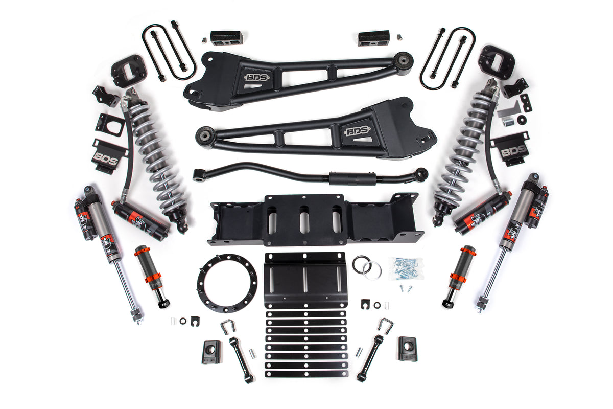 19-25 Ram 3500 4WD 3 Inch Radius Arm Suspension Lift Kit, Fox 2.5 Performance Elite Series C/O Front, Diesel - FOX 2.0 Hydro Bump Stop / 2 Inch Block With Overload / 8 Bolt