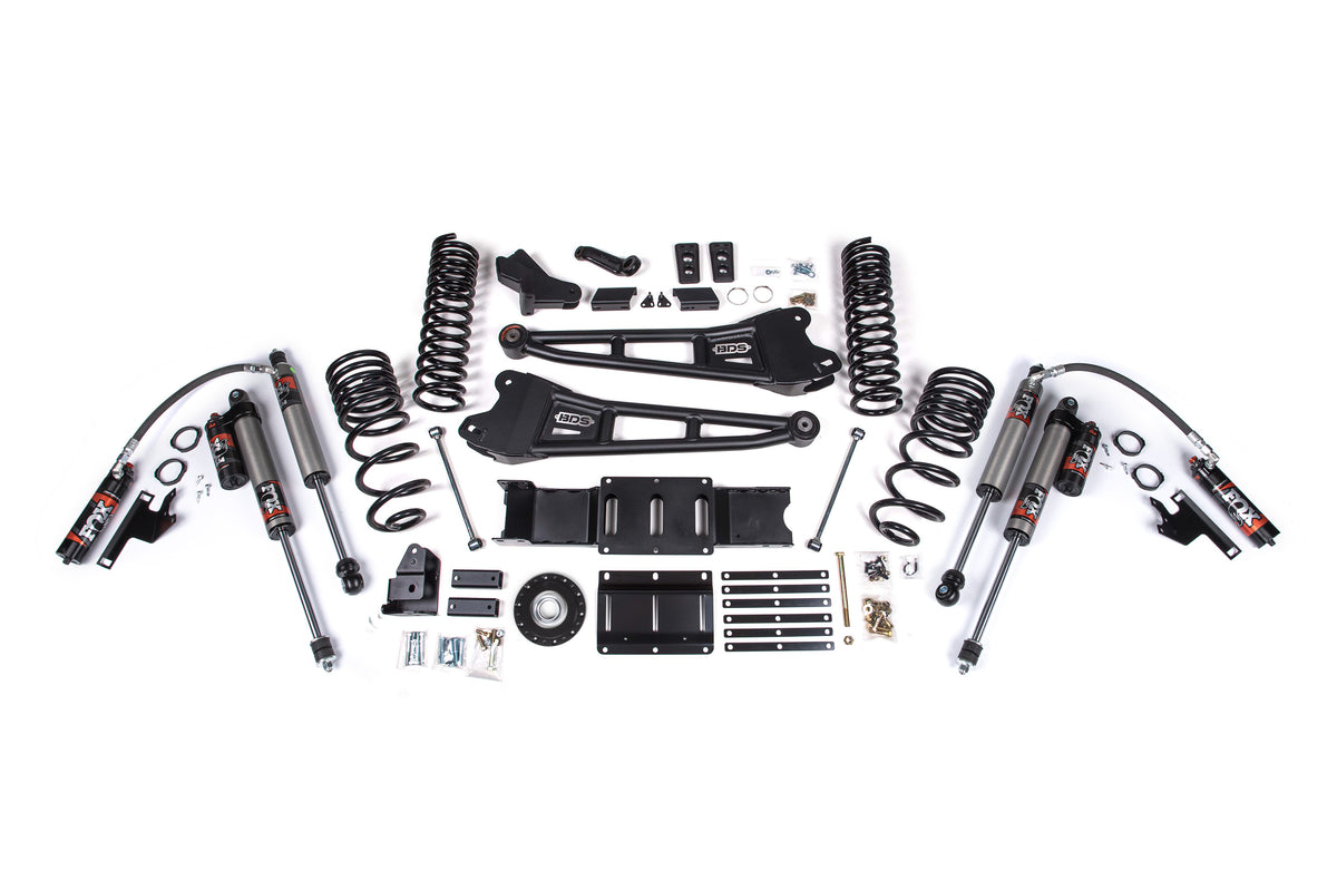 2025 Ram 2500 4WD (Diesel) 4 Inch Radius Arm Suspension Lift Kit W/ Indexing Ring, 2.5 Inch Rear Lift, Coil Spring - Coil Spring/Bump Stop Extension / FOX 2.5 Performance Elite