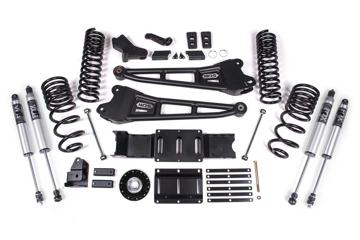 2025 Ram 2500 4WD (Diesel) 4 Inch Radius Arm Suspension Lift Kit W/ Indexing Ring, 2.5 Inch Rear Lift, Coil Spring - Coil Spring/Bump Stop Extension / FOX 2.5 Performance Series HTO
