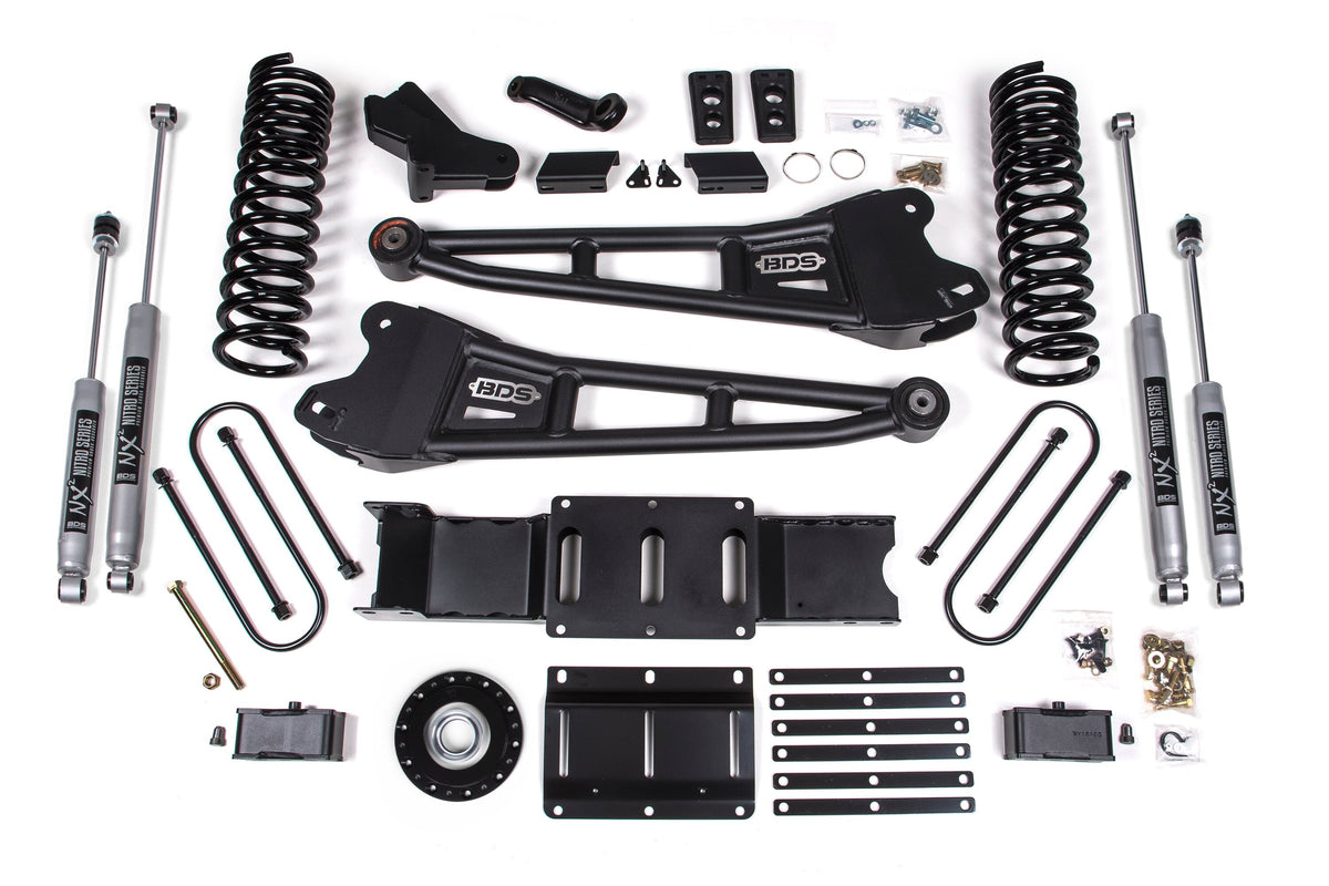 25-26 Ram 3500 (Diesel) 4 Inch Radius Arm Suspension Lift Kit W/ Indexing Ring - Coil Spring/Bump Stop Extension / NX2 Nitro Series / 3 Inch Block Kit Without Overload