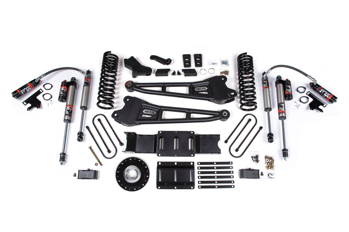 25-26 Ram 3500 (Diesel) 4 Inch Radius Arm Suspension Lift Kit W/ Indexing Ring - Coil Spring/Bump Stop Extension / FOX 2.5 Performance Elite / 2 Inch Block Kit With Overload