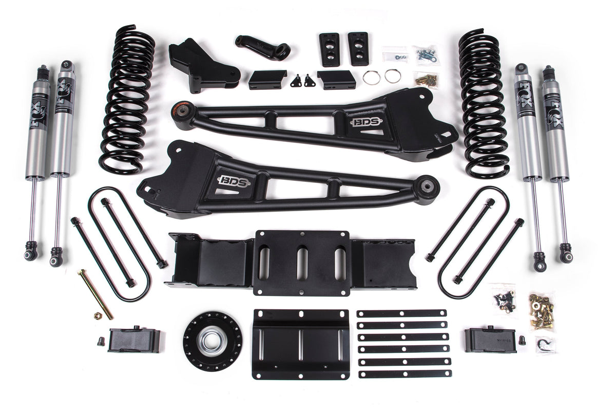 25-26 Ram 3500 (Diesel) 4 Inch Radius Arm Suspension Lift Kit W/ Indexing Ring - Coil Spring/Bump Stop Extension / FOX 2.5 Performance Series HTO / 2 Inch Block Kit With Overload