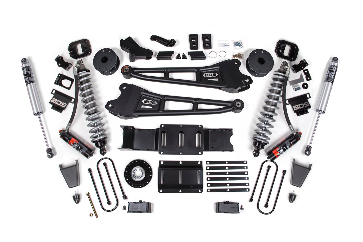 25-26 Ram 3500 (Diesel) 4 Inch Radius Arm Suspension Lift Kit W/ Indexing Ring - Coil-Over/Rubber Bump Stop / FOX 2.5 Performance Series HTO / 3 Inch Block Kit with OE Air Assist