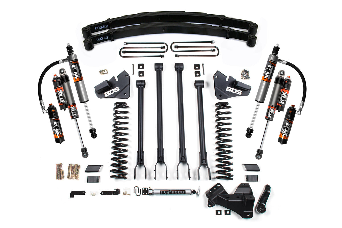 5 Inch Lift Kit w/ 4-Link Ford F250/F350 Super Duty 20-22 4WD Gas - Leaf Springs / FOX 2.5 Performance Elite