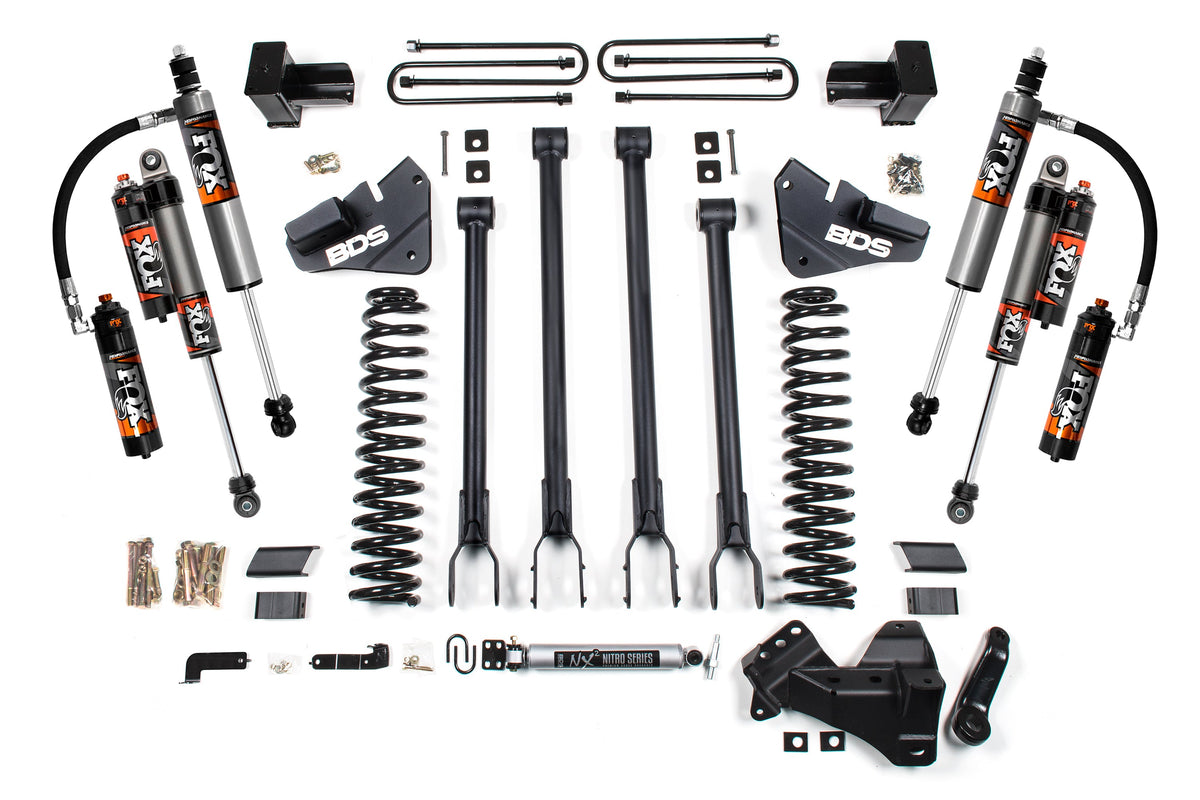 4 Inch Lift Kit w/ 4-Link Ford F350 Super Duty DRW 17-19 4WD Gas - FOX 2.5 Performance Elite