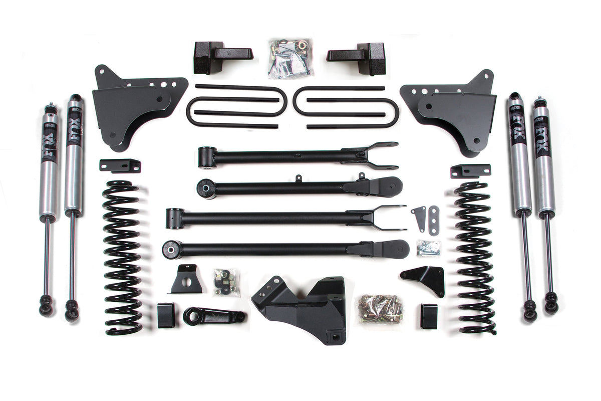6 Inch Lift Kit w/ 4-Link Ford F250/F350 Super Duty 05-07 4WD Diesel - 5 Inch Block Kit Without Overload / FOX 2.0 Performance Series