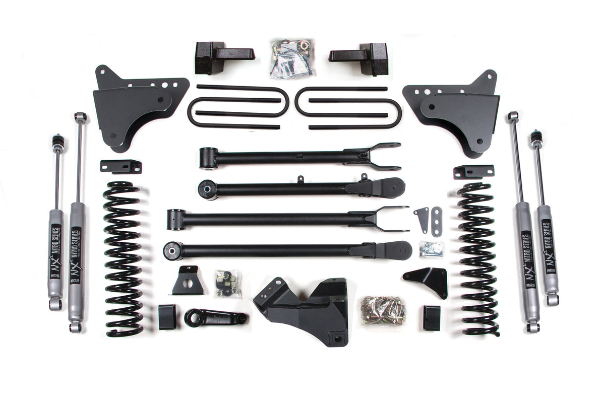 6 Inch Lift Kit w/ 4-Link Ford F250/F350 Super Duty 05-07 4WD Diesel - 4 Inch Block Kit With Overload / NX2 Nitro Series