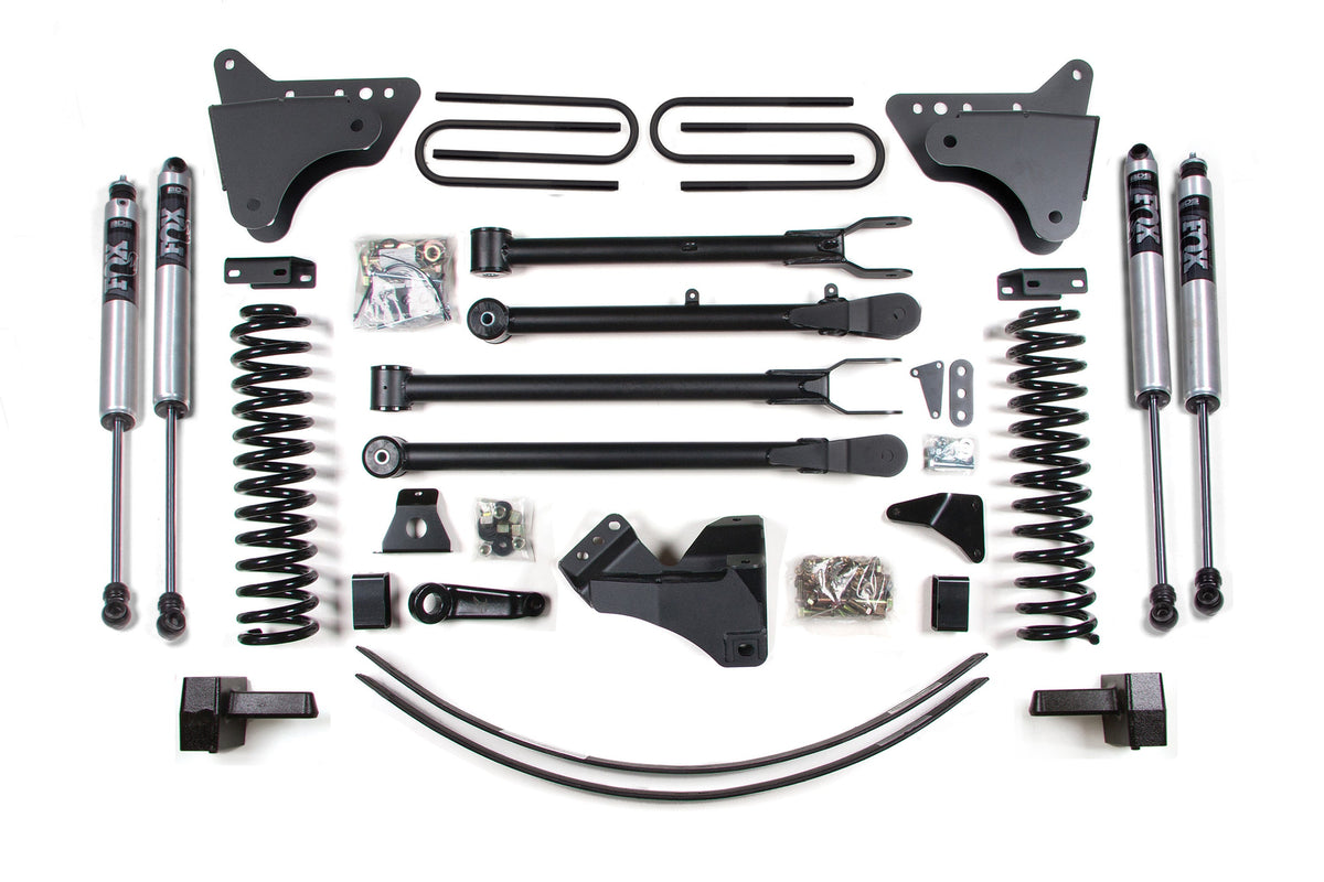 6 Inch Lift Kit w/ 4-Link Ford F250/F350 Super Duty 05-07 4WD Diesel - 3 Inch Block Kit + Add-A-Leaf Without Overload / FOX 2.0 Performance Series