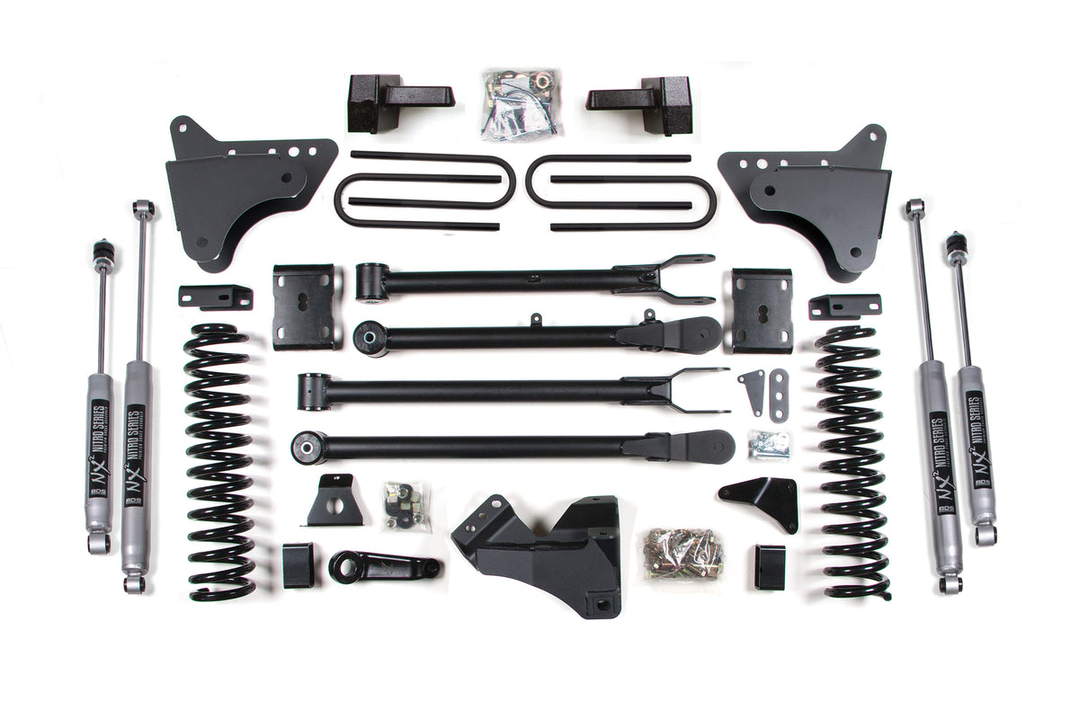 4 Inch Lift Kit w/ 4-Link Ford F250/F350 Super Duty 11-16 4WD Gas - Leaf Springs / FOX 2.0 Performance Series