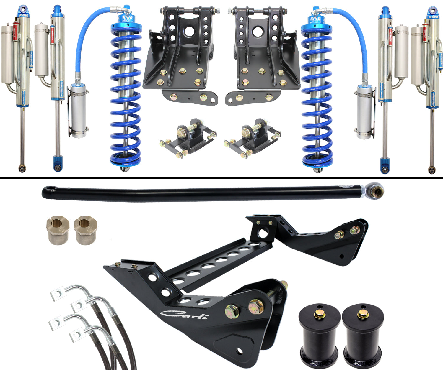 Tuned 2.5 Coilover/Bypass Package 4.5 Lift 2011-16 Ford F250/F350 4x4 Carli Suspension