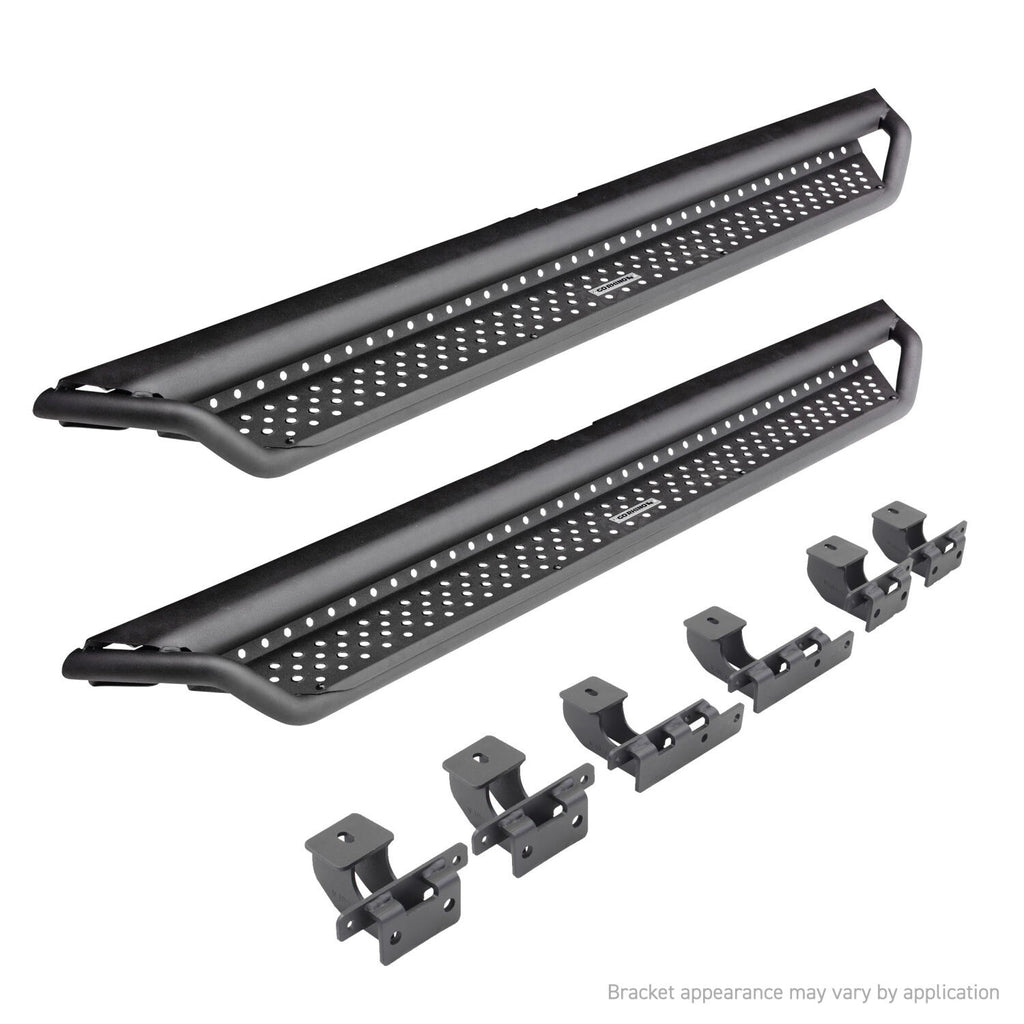 Dominator Xtreme D1 SideSteps With Mounting Bracket Kit Textured Black 2018-2026 Jeep Wrangler Go Rhino