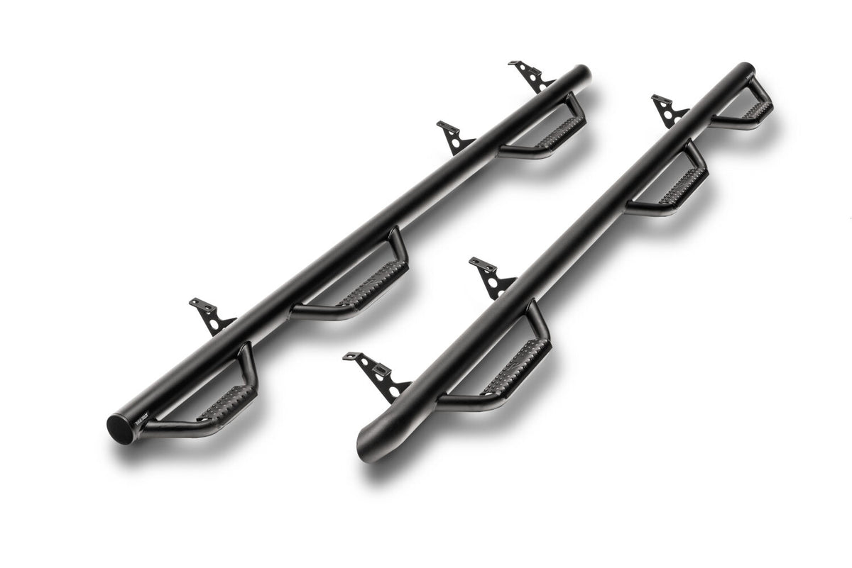 Nerf Step Bar Wheel-to-Wheel with Bed Access (3 Steps per Side) 2019-2025 (New Body Style) Ram 1500 6 Foot 4 Inch Bed Quad Cab Textured Black NFab