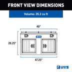 UWS DB-4848N Bright Aluminum 48" x 48" Double-Door Dog Box with Full Enclosure & Storage
