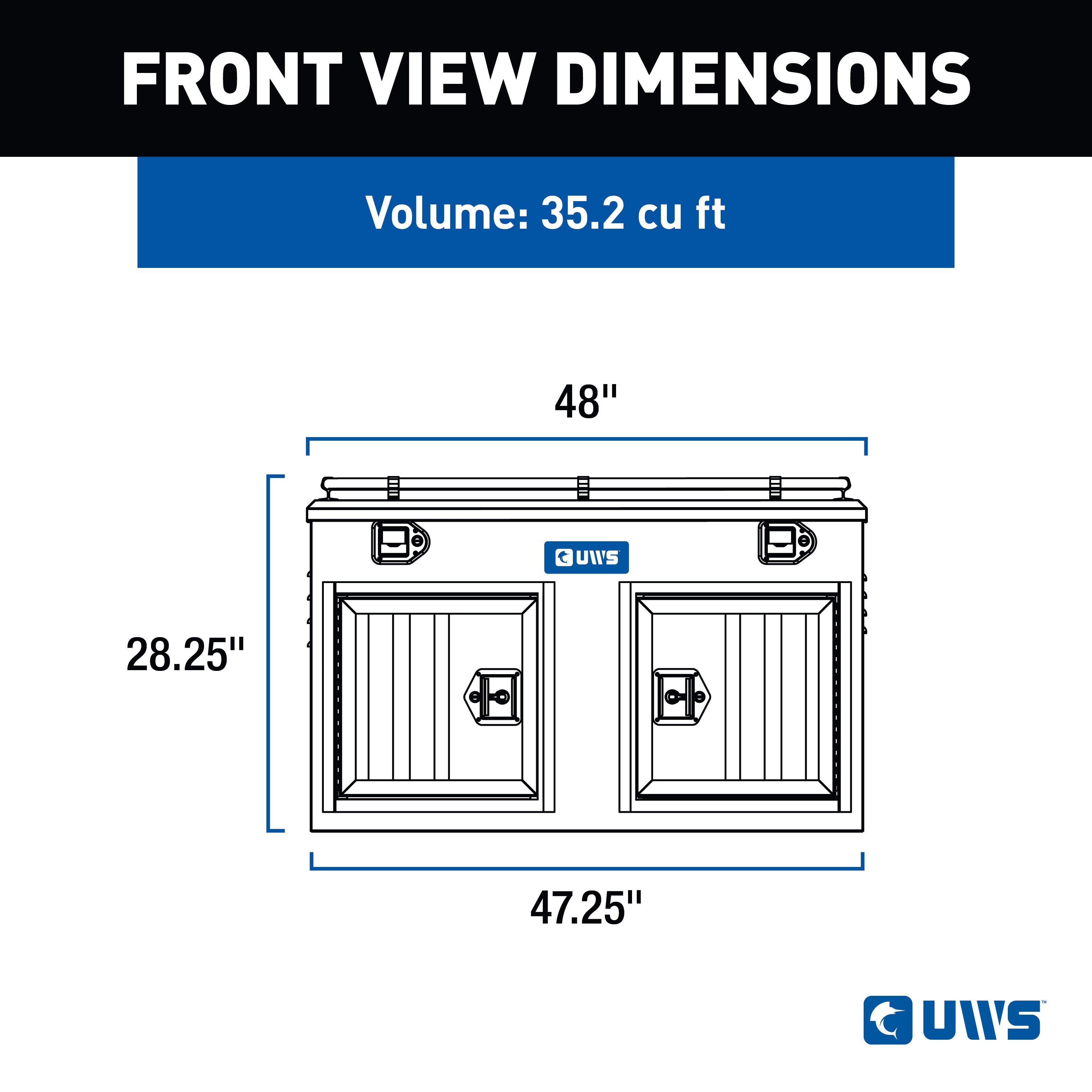 UWS DB-4848N Bright Aluminum 48" x 48" Double-Door Dog Box with Full Enclosure & Storage