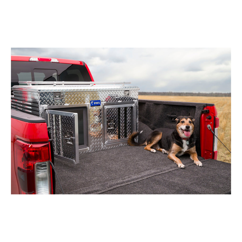 UWS DB-4848N Bright Aluminum 48" x 48" Double-Door Dog Box with Full Enclosure & Storage