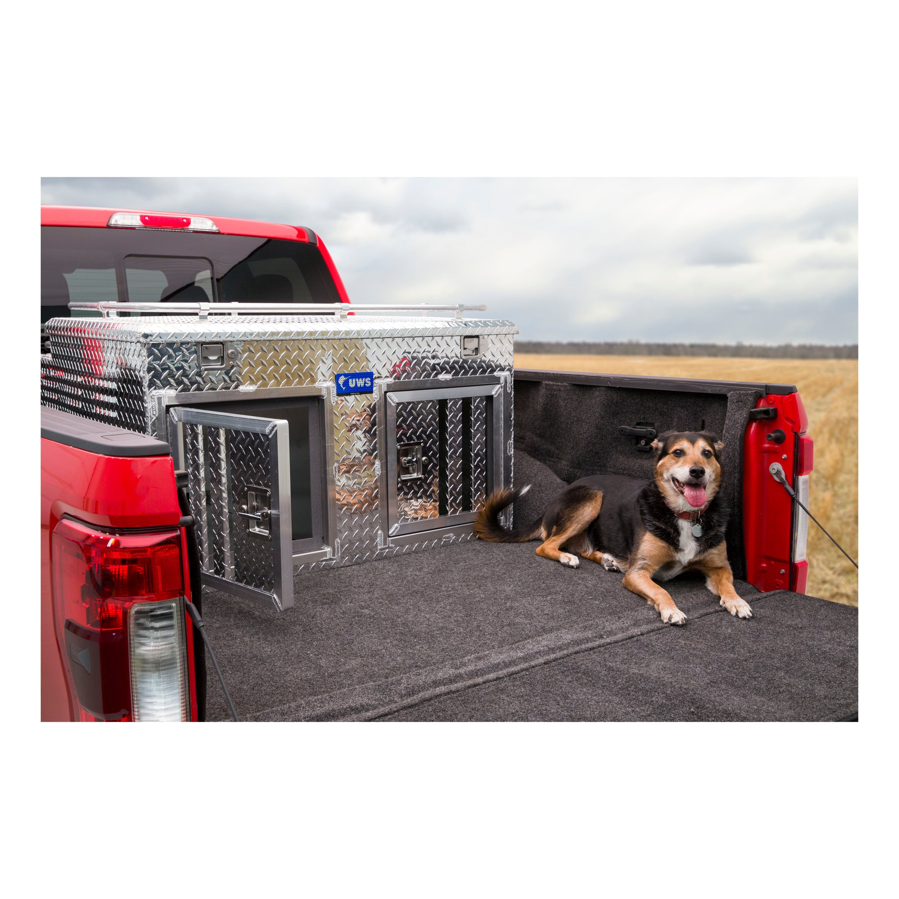 UWS DB-4848N Bright Aluminum 48" x 48" Double-Door Dog Box with Full Enclosure & Storage