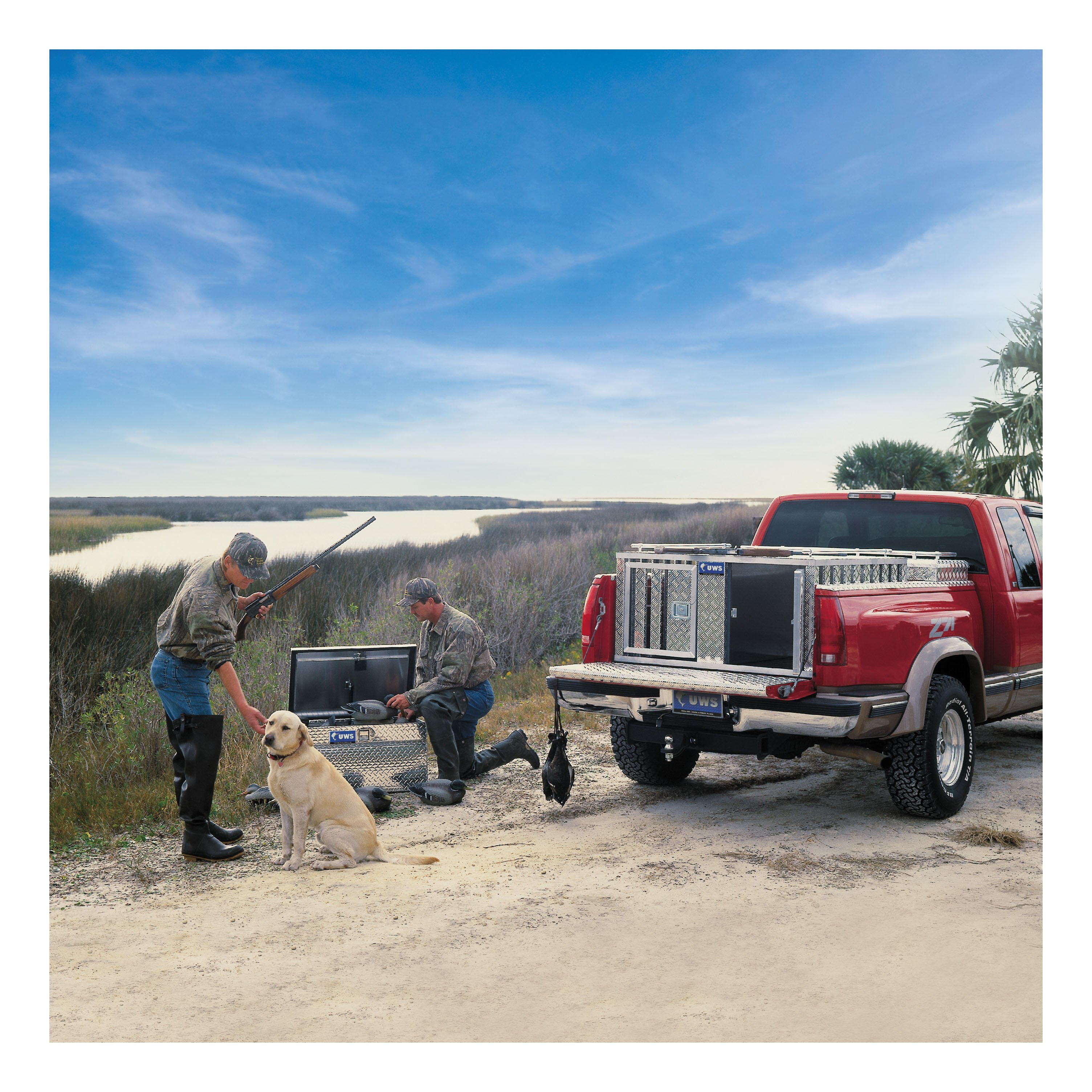 UWS DB-4848N Bright Aluminum 48" x 48" Double-Door Dog Box with Full Enclosure & Storage