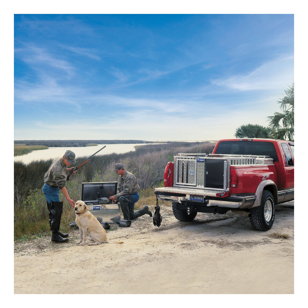 UWS DB-4848N Bright Aluminum 48" x 48" Double-Door Dog Box with Full Enclosure & Storage
