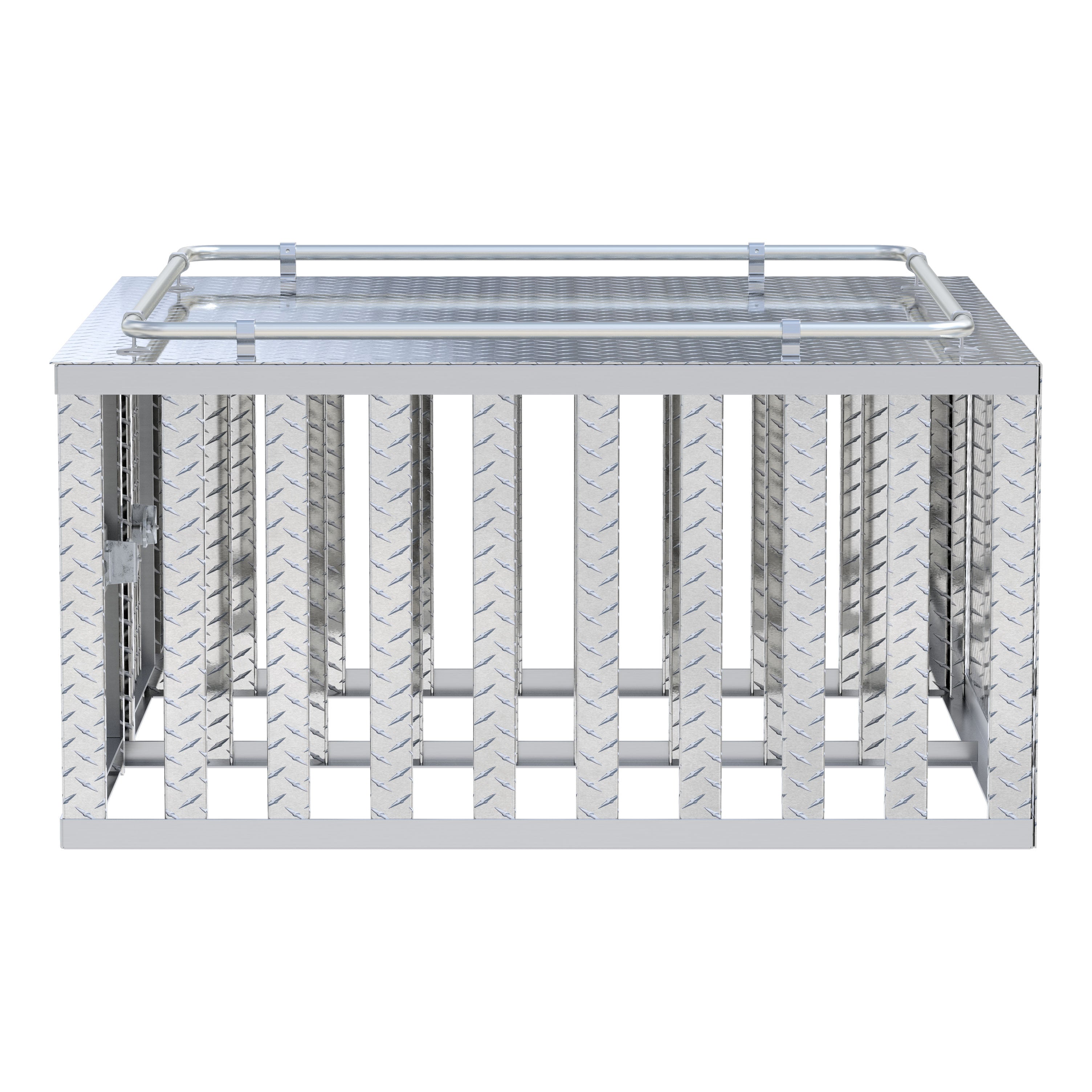 UWS DB-4848 Bright Aluminum 48" x 48" Double-Door Dog Box with Divider