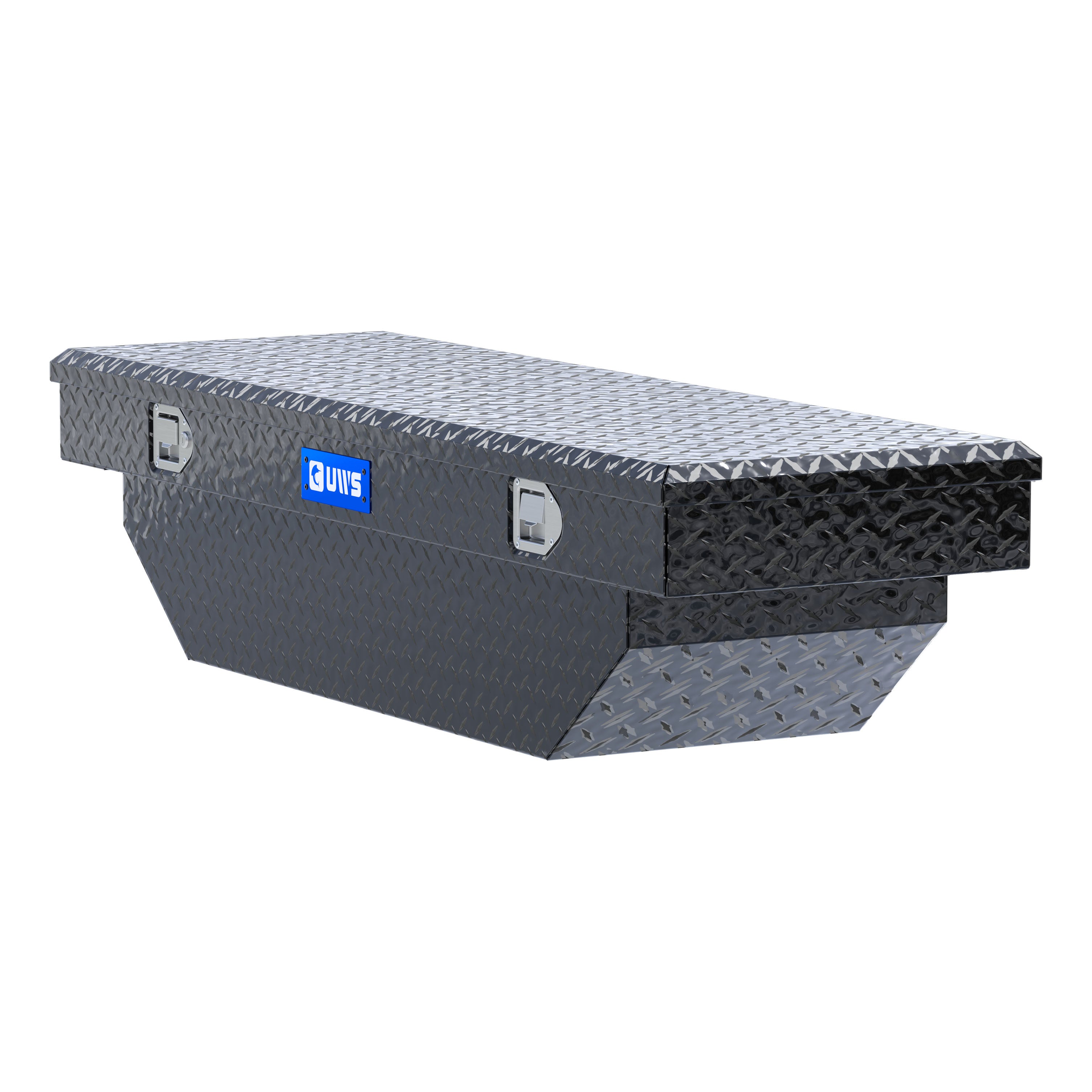 UWS EC10182 60-Inch Gloss Black Heavy-Wall Aluminum Angled Truck Tool Box, RigidCore Lid
