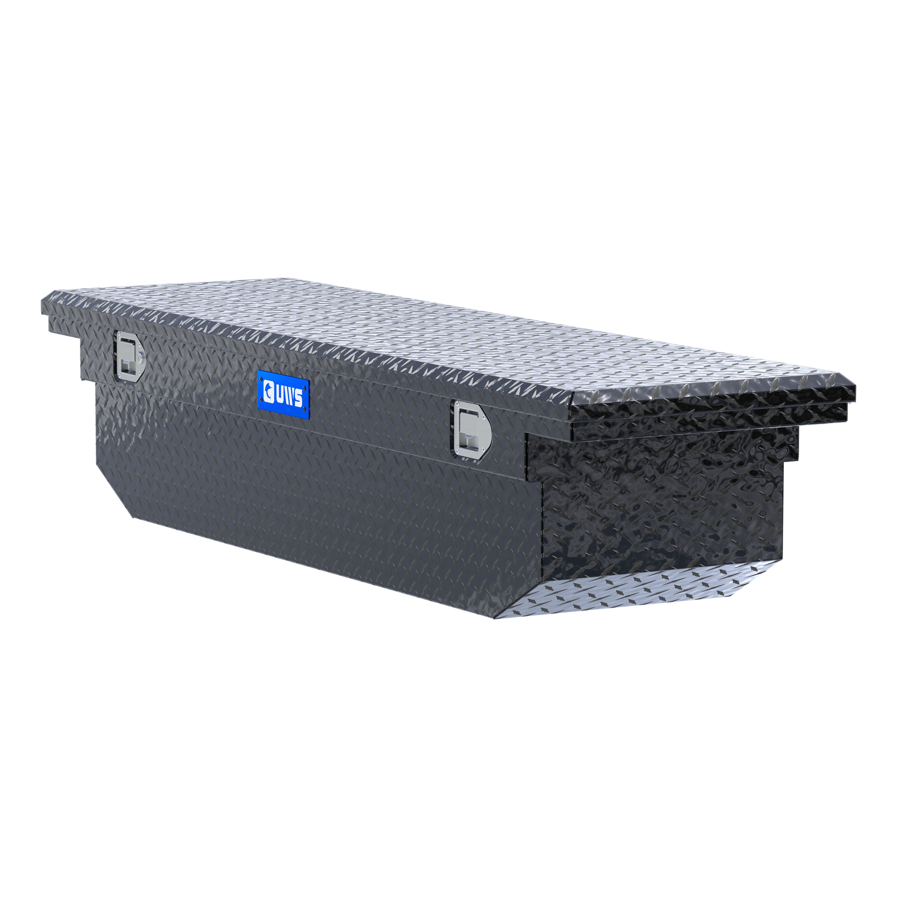 UWS EC10432 69-Inch Gloss Black Heavy-Wall Aluminum Angled Truck Tool Box with Low Profile, RigidCore Lid