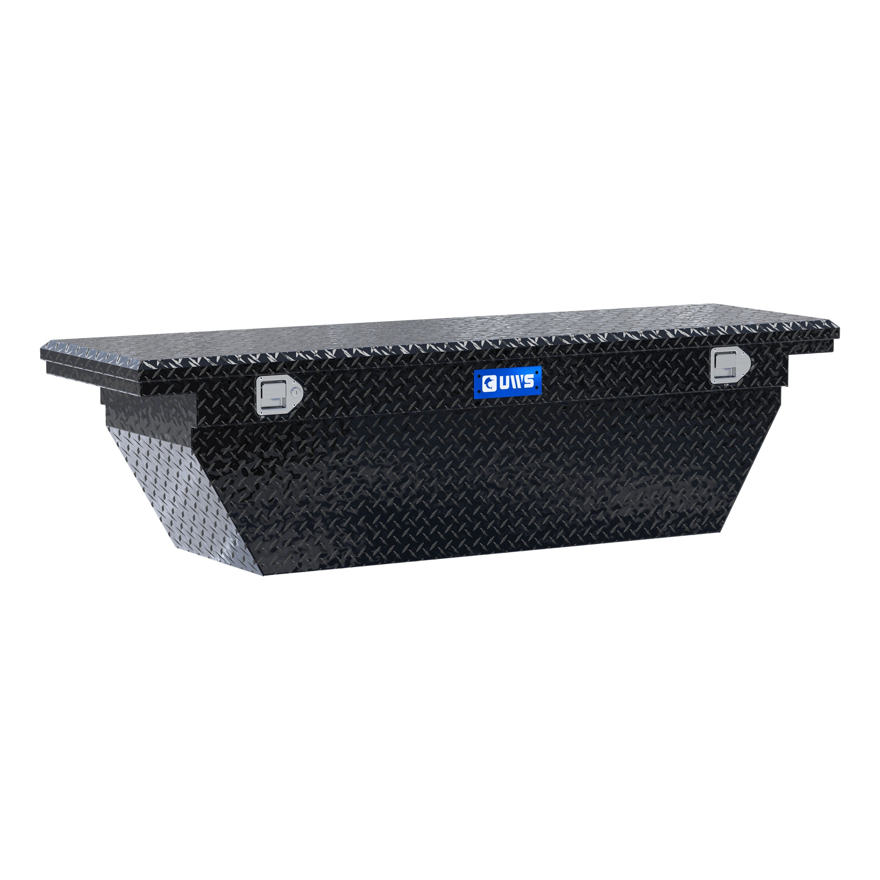 UWS EC10772 69-Inch Gloss Black Heavy-Wall Aluminum Deep Angled Truck Tool Box with Low Profile, RigidCore Lid