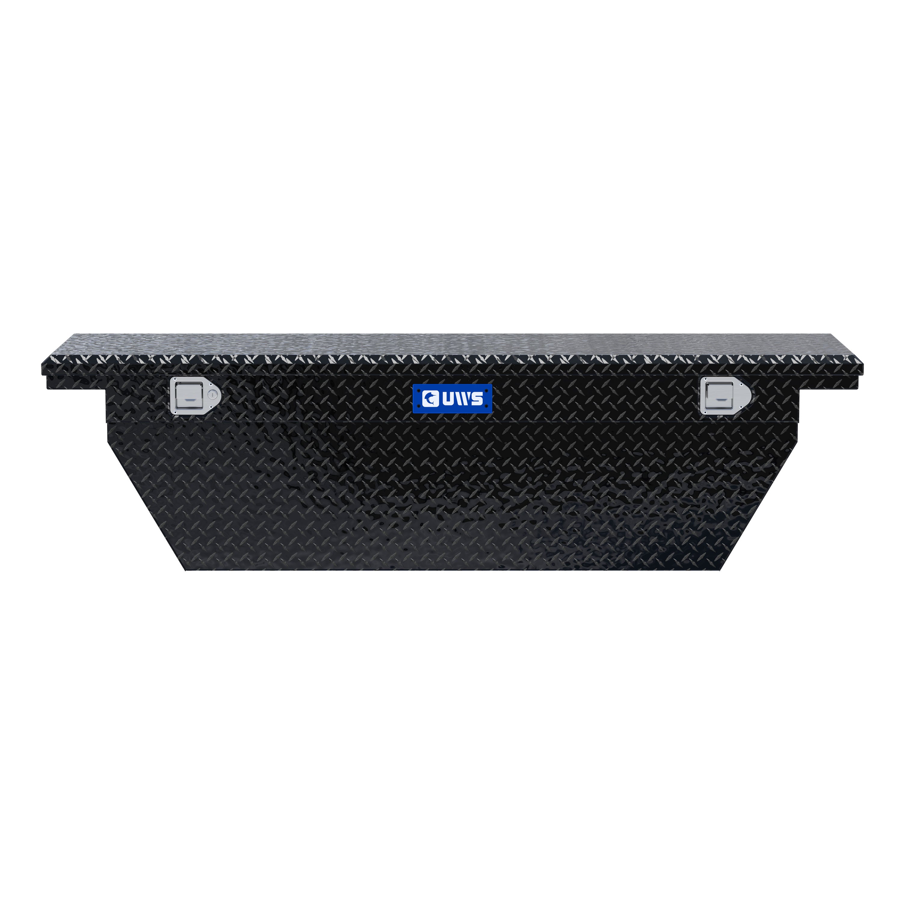 UWS EC10772 69-Inch Gloss Black Heavy-Wall Aluminum Deep Angled Truck Tool Box with Low Profile, RigidCore Lid