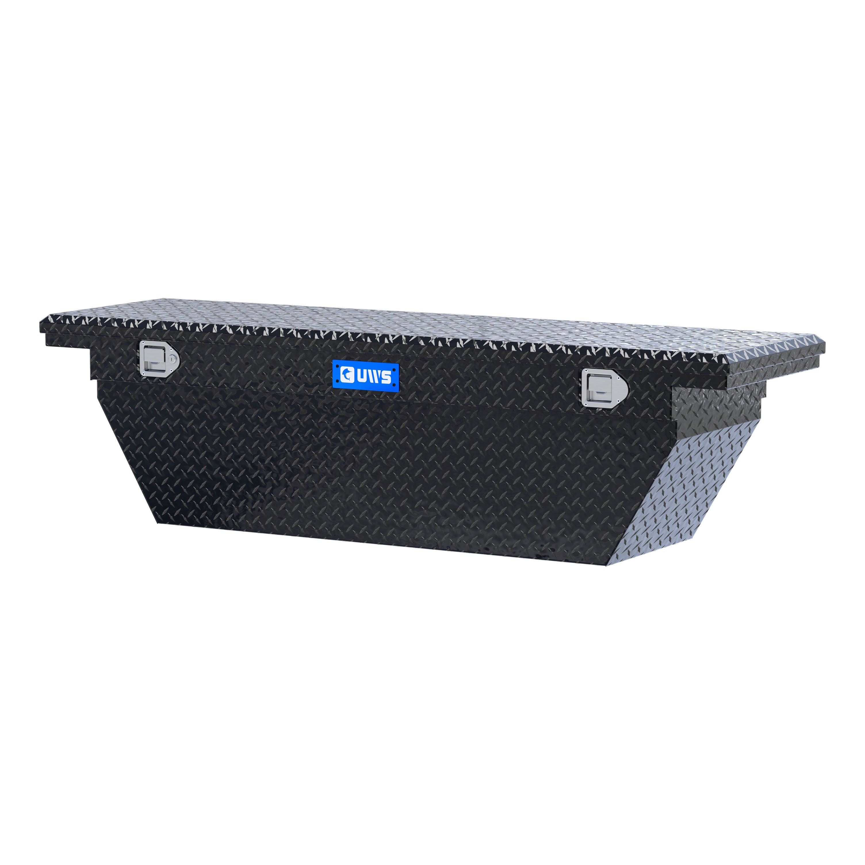 UWS EC10772 69-Inch Gloss Black Heavy-Wall Aluminum Deep Angled Truck Tool Box with Low Profile, RigidCore Lid