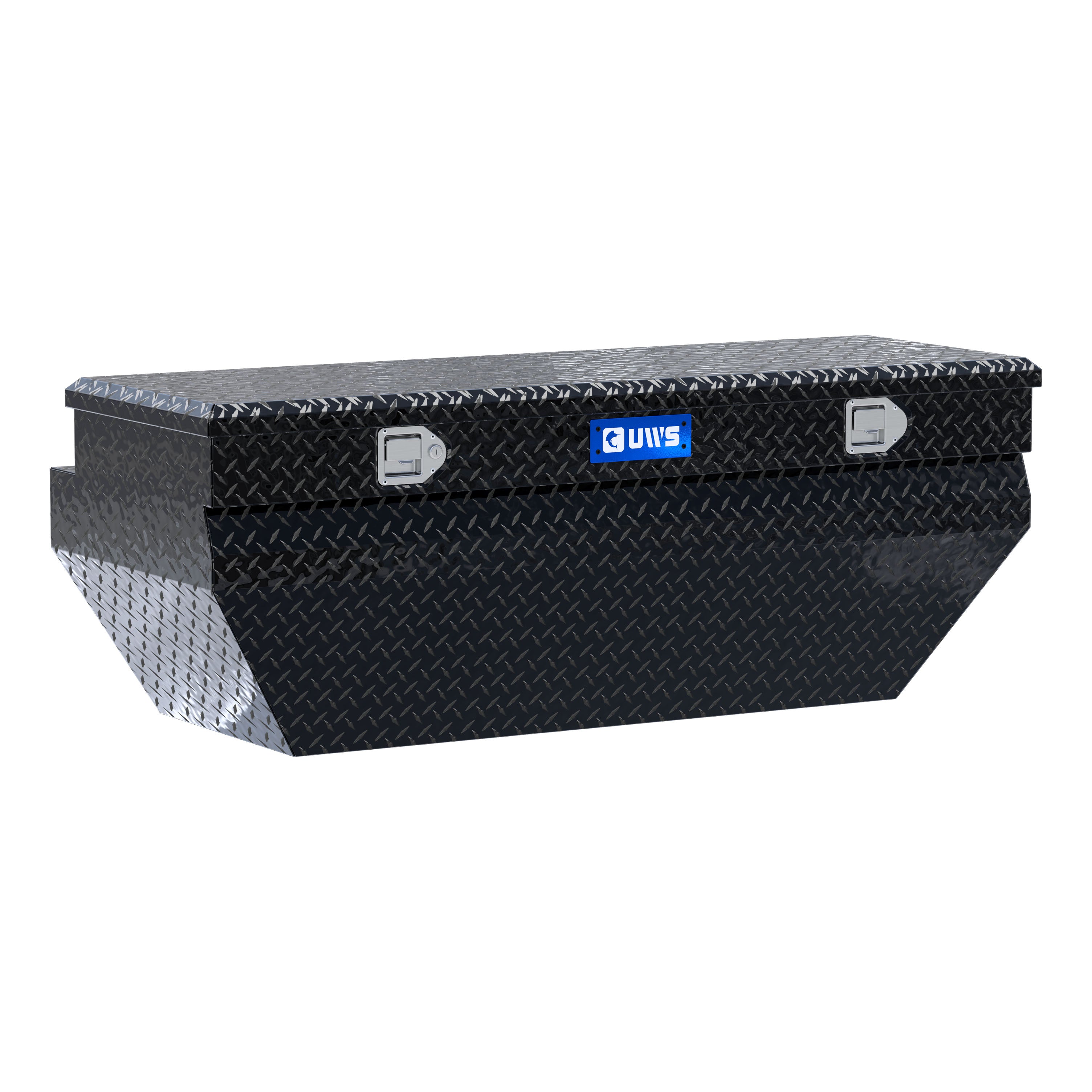 UWS EC20322 55-Inch Gloss Black Heavy-Wall Aluminum Wedge Angled Truck Storage Box, RigidCore Lid