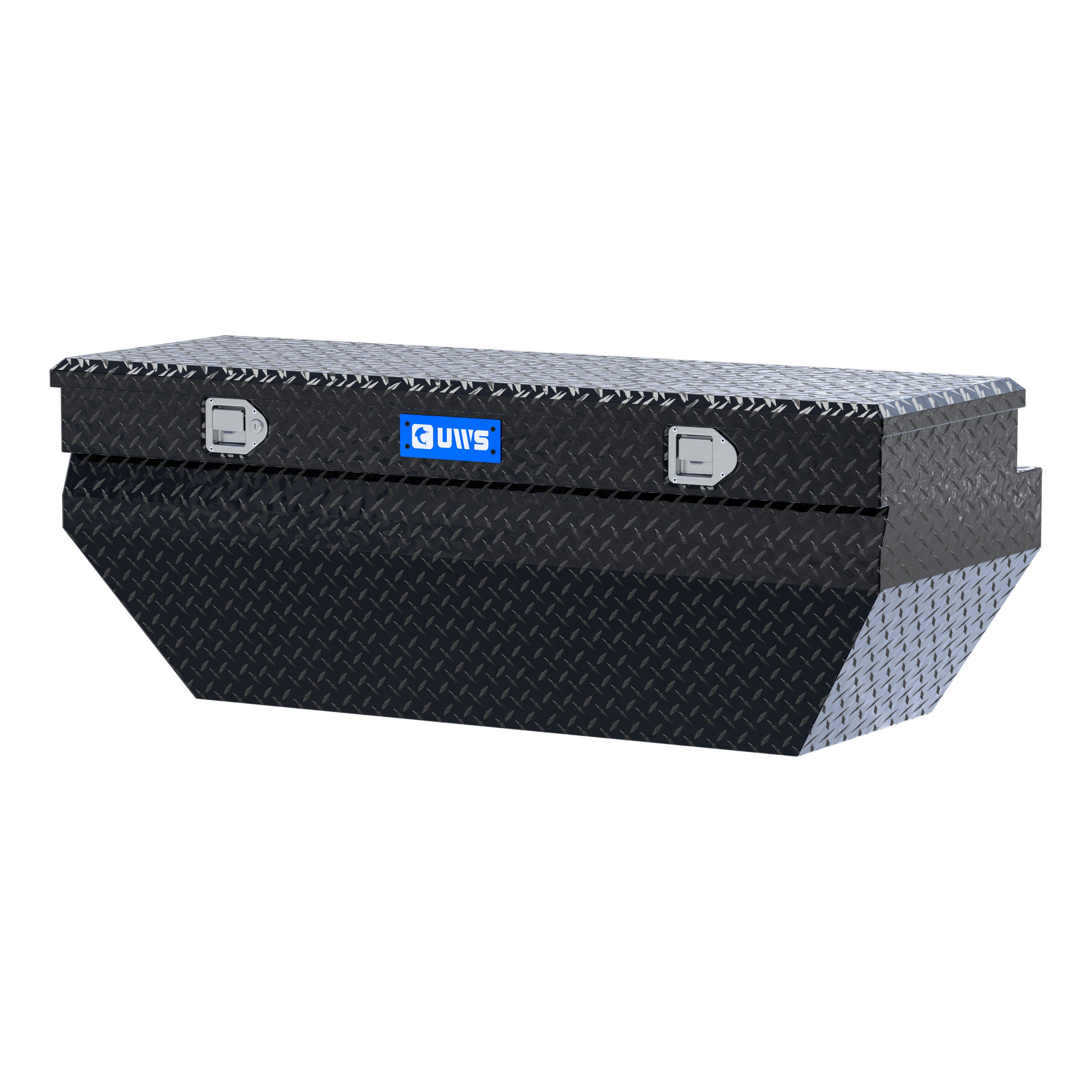 UWS EC20322 55-Inch Gloss Black Heavy-Wall Aluminum Wedge Angled Truck Storage Box, RigidCore Lid