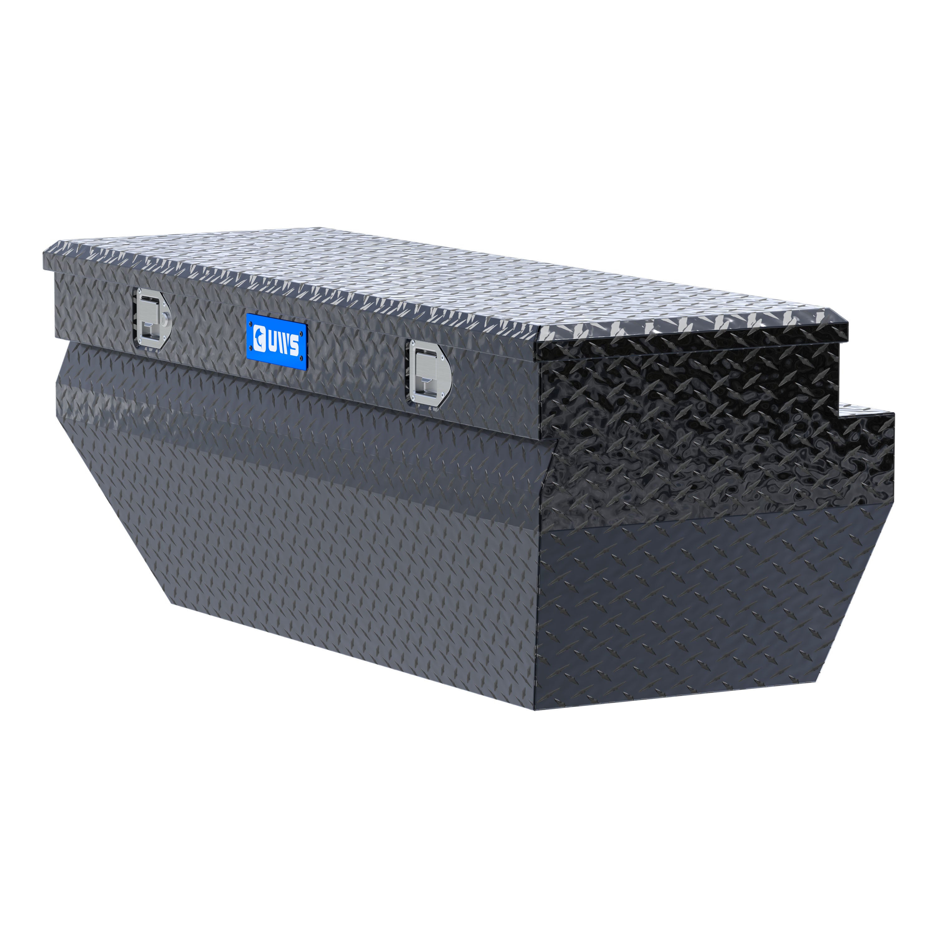 UWS EC20322 55-Inch Gloss Black Heavy-Wall Aluminum Wedge Angled Truck Storage Box, RigidCore Lid