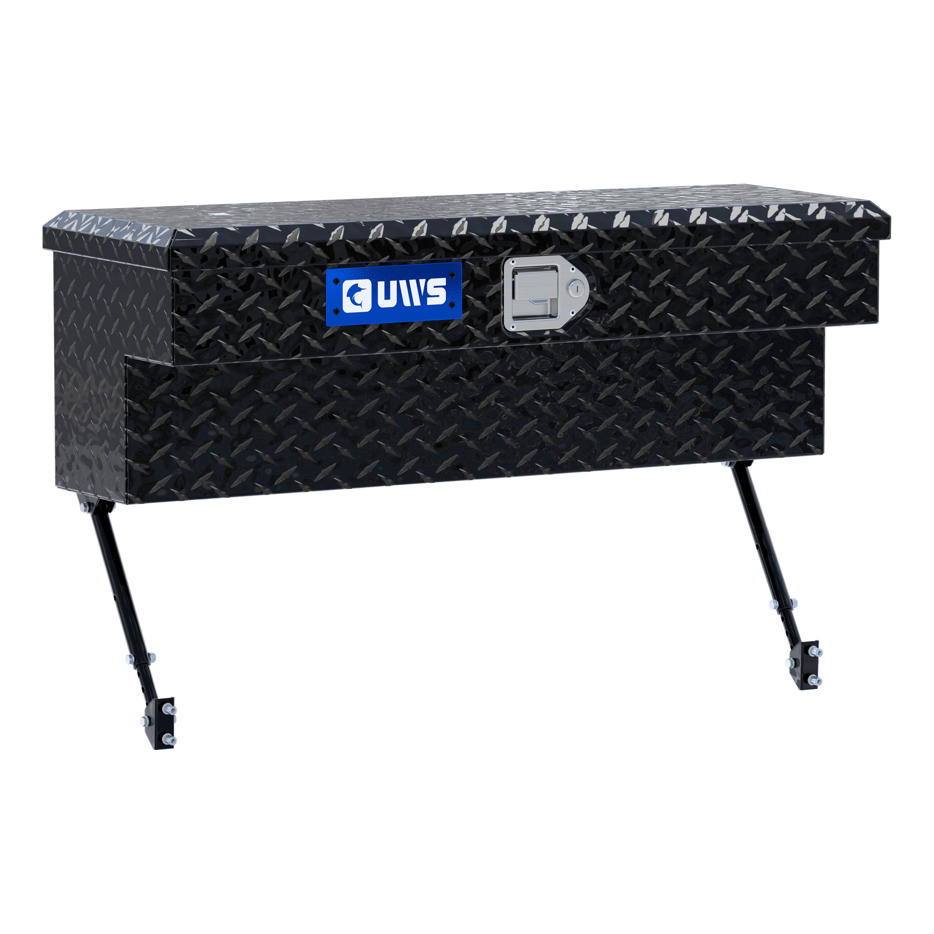 UWS EC30082-MK2 36-Inch Gloss Black Heavy-Wall Aluminum Truck Side Tool Box, RigidCore Lid, Space-Saving Legs