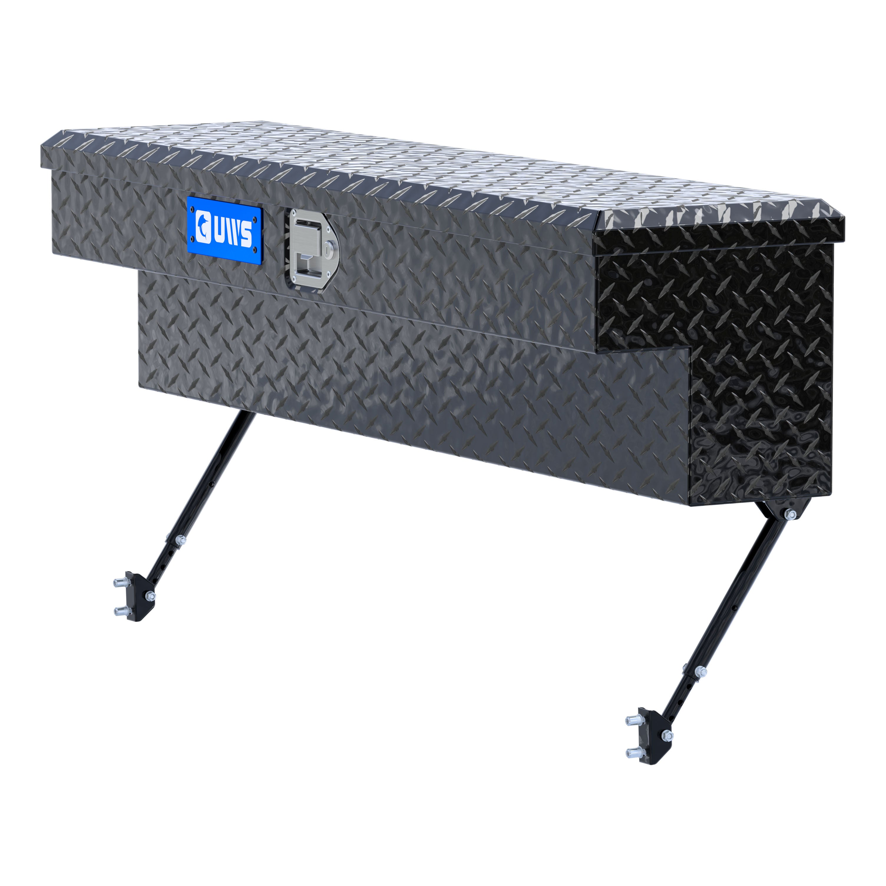 UWS EC30102-MK2 48-Inch Gloss Black Heavy-Wall Aluminum Truck Side Tool Box, RigidCore Lid, Space-Saving Legs