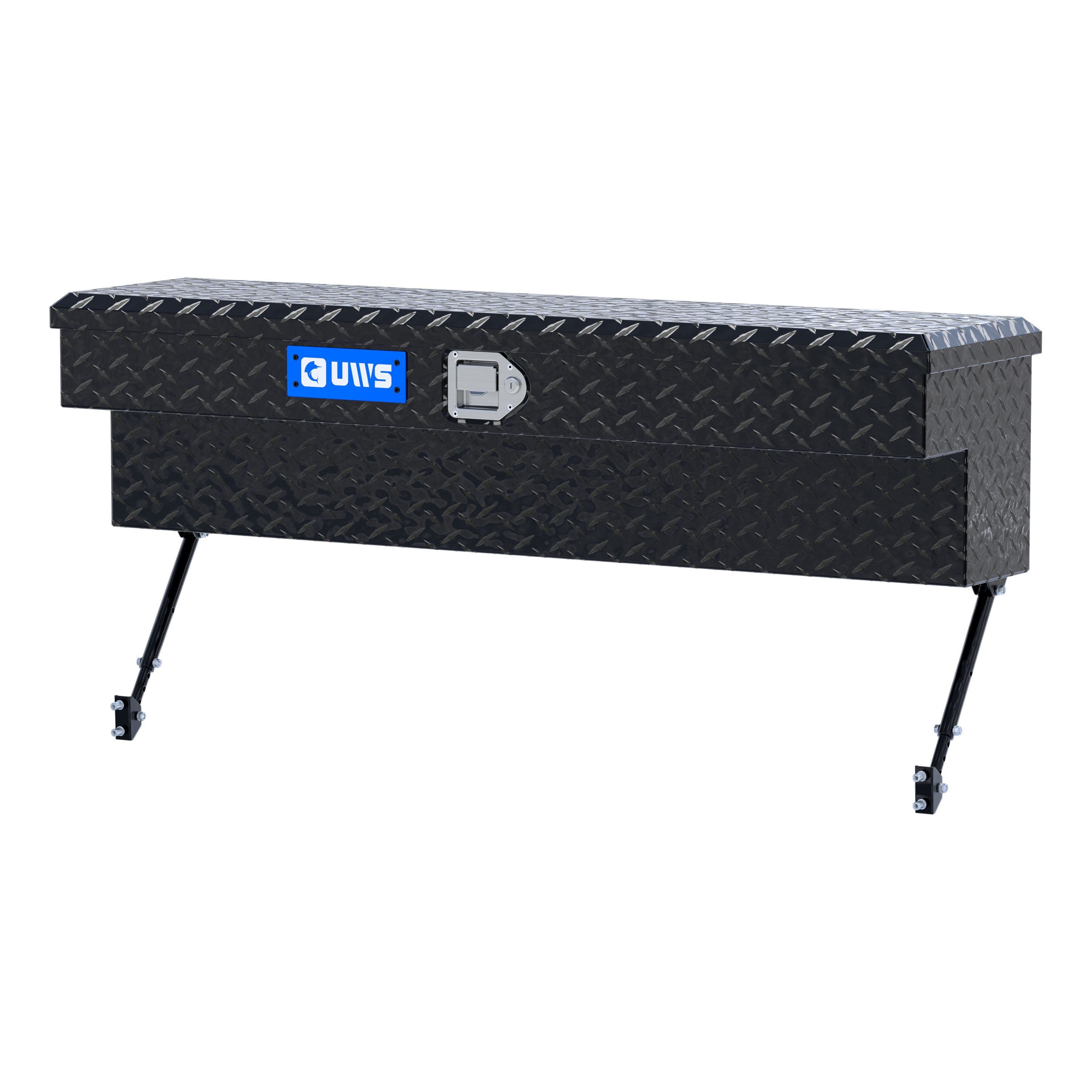 UWS EC30102-MK2 48-Inch Gloss Black Heavy-Wall Aluminum Truck Side Tool Box, RigidCore Lid, Space-Saving Legs