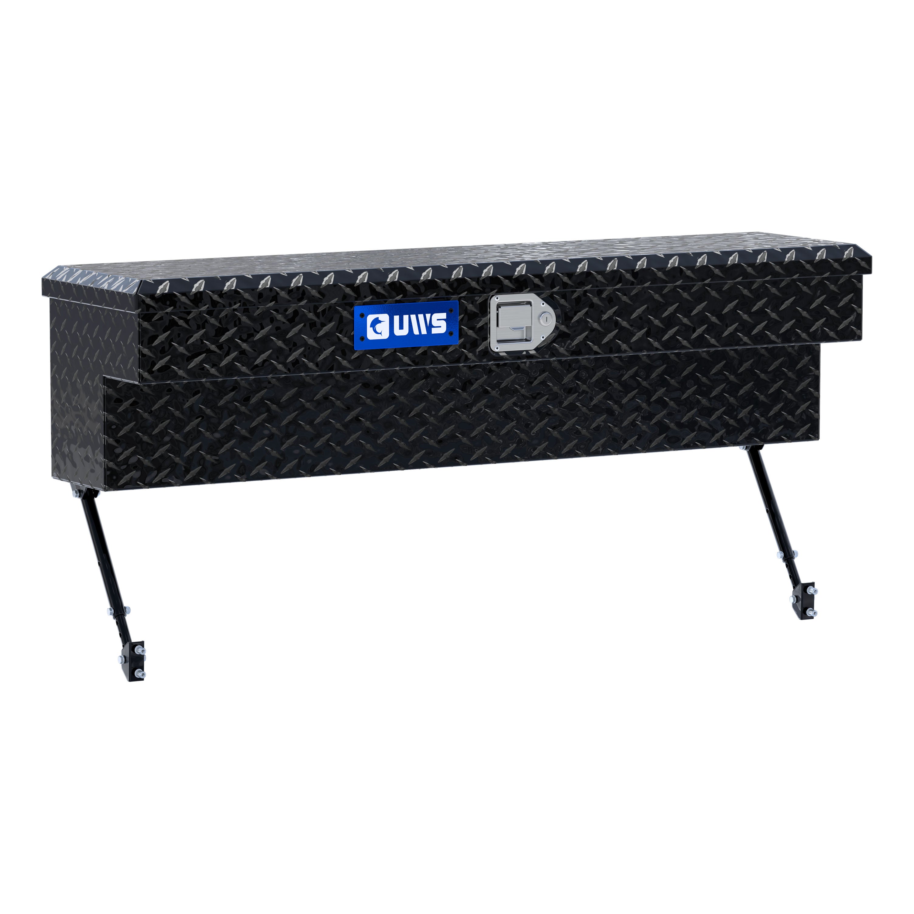 UWS EC30102-MK2 48-Inch Gloss Black Heavy-Wall Aluminum Truck Side Tool Box, RigidCore Lid, Space-Saving Legs
