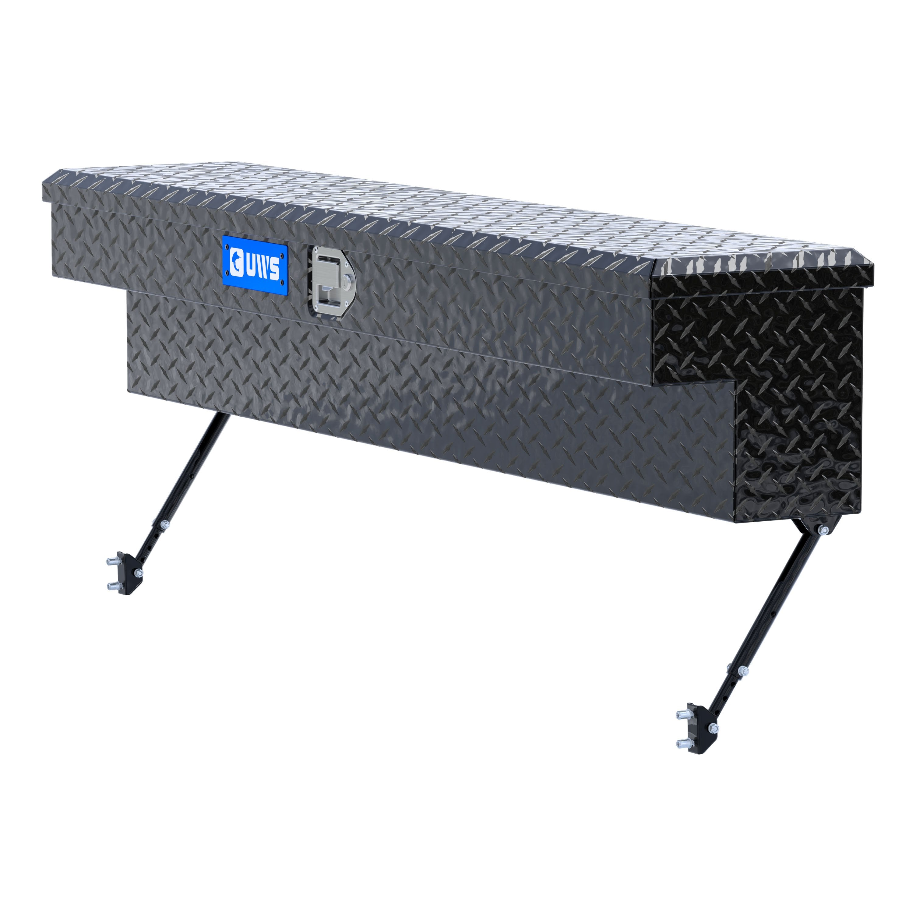 UWS EC30122-MK2 60-Inch Gloss Black Heavy-Wall Aluminum Truck Side Tool Box, RigidCore Lid, Space-Saving Legs