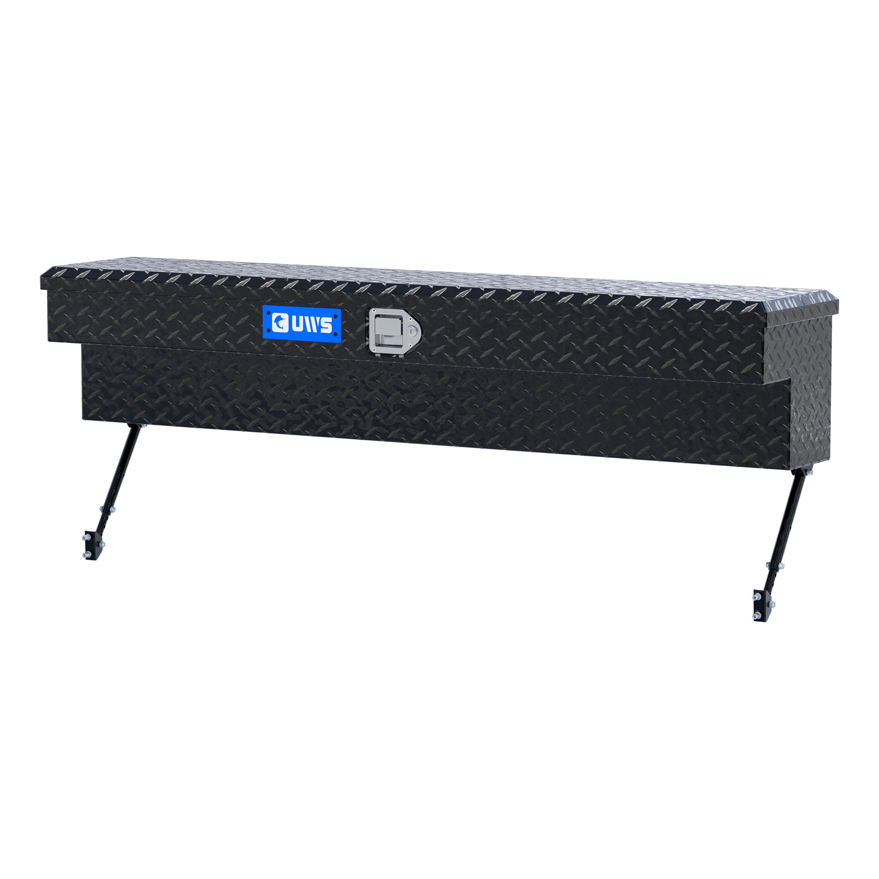 UWS EC30122-MK2 60-Inch Gloss Black Heavy-Wall Aluminum Truck Side Tool Box, RigidCore Lid, Space-Saving Legs