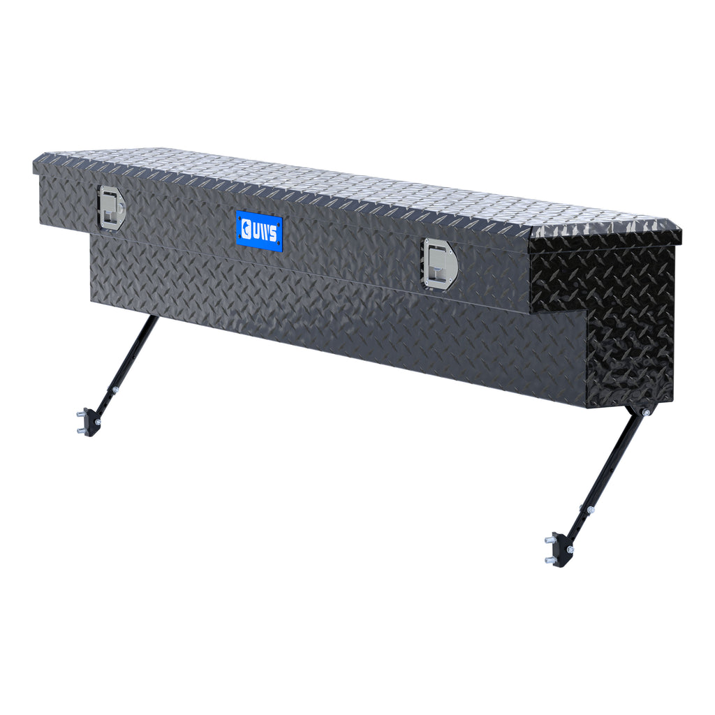 UWS EC30142-MK2 72-Inch Gloss Black Heavy-Wall Aluminum Truck Side Tool Box, RigidCore Lid, Space-Saving Legs